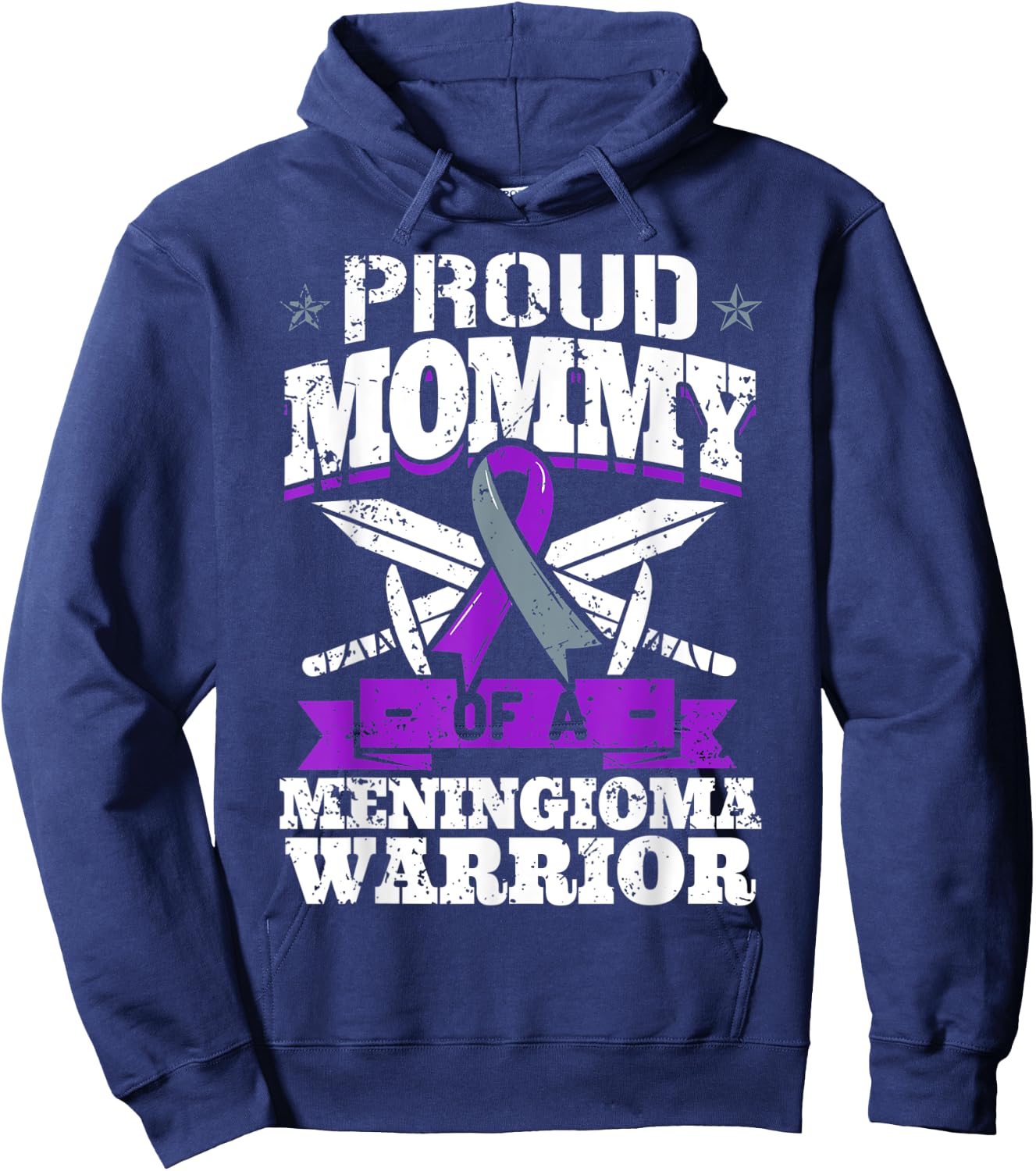 Proud Mommy Of A Meningioma Warrior Awareness Advocate Mom Hoodie - Hoodie | Navy