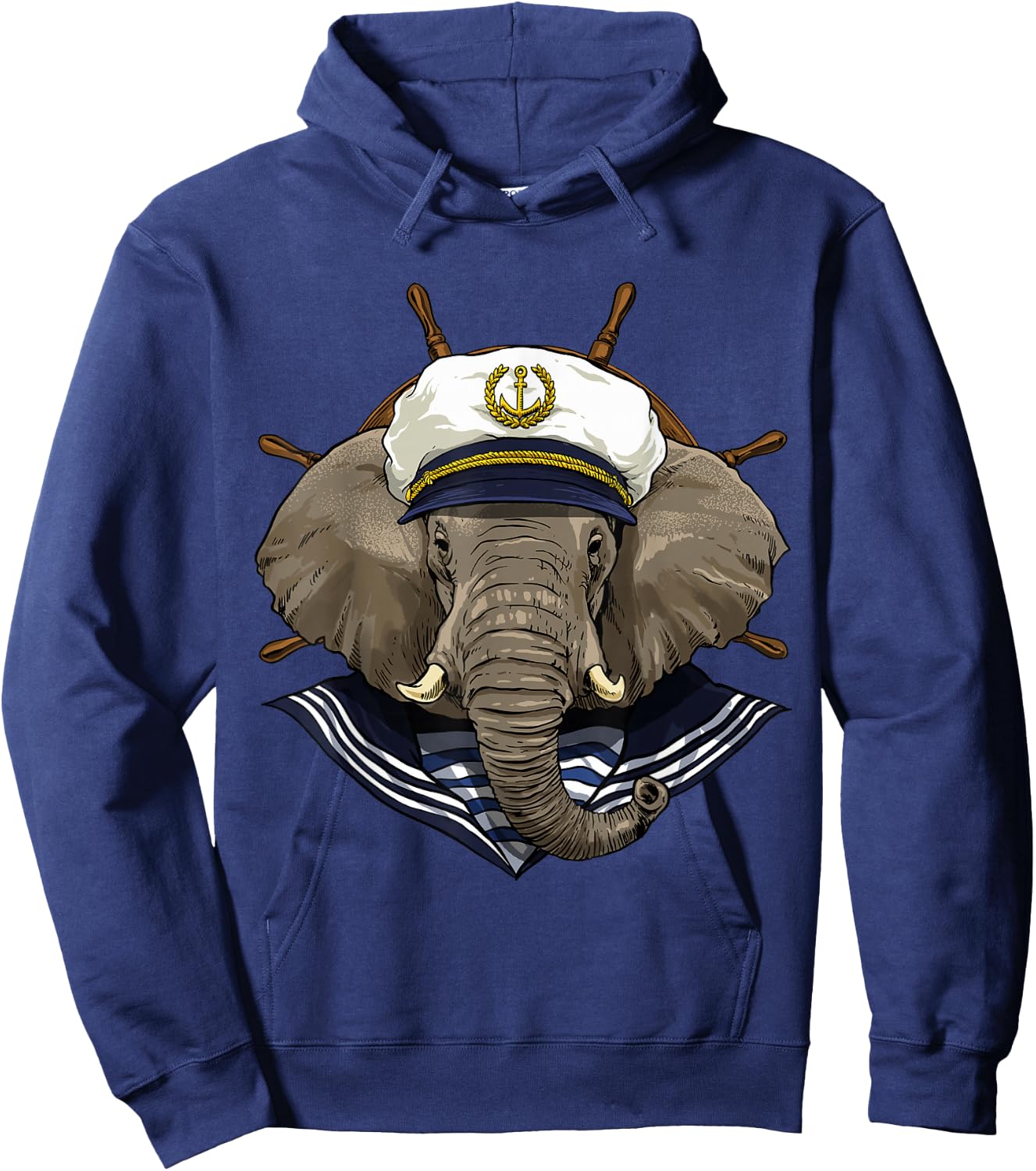 Elephant Sailor Boat Captain Wildlife Elephant Safari Animal Hoodie - Hoodie | Navy