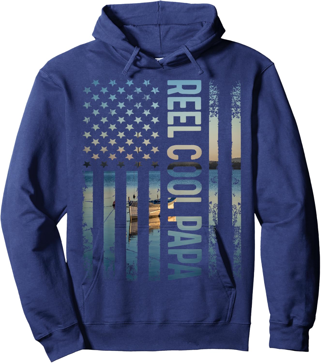 Retro Patriotic Reel Cool Dad For Best Papa Father's Day Hoodie - Hoodie | Navy