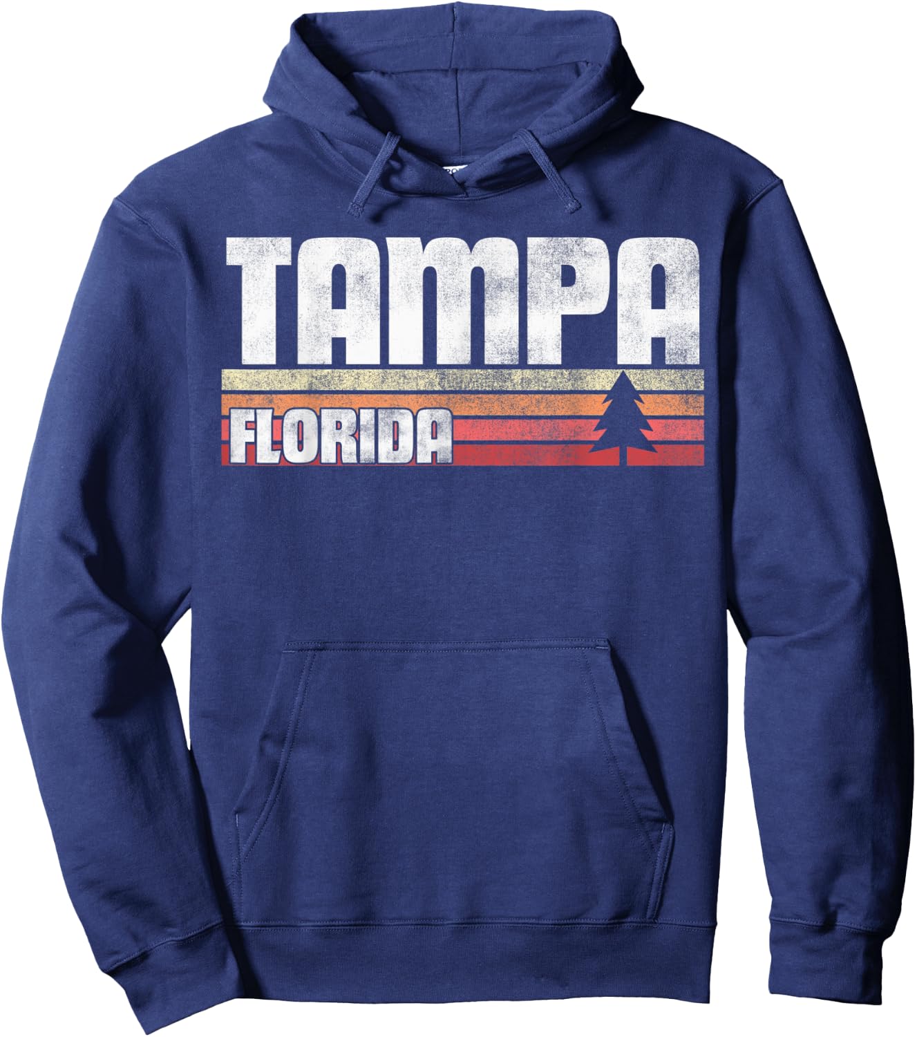 Tampa Florida FL Gift Retro Style Vintage 70s 80s 90s Home Hoodie - Hoodie | Navy