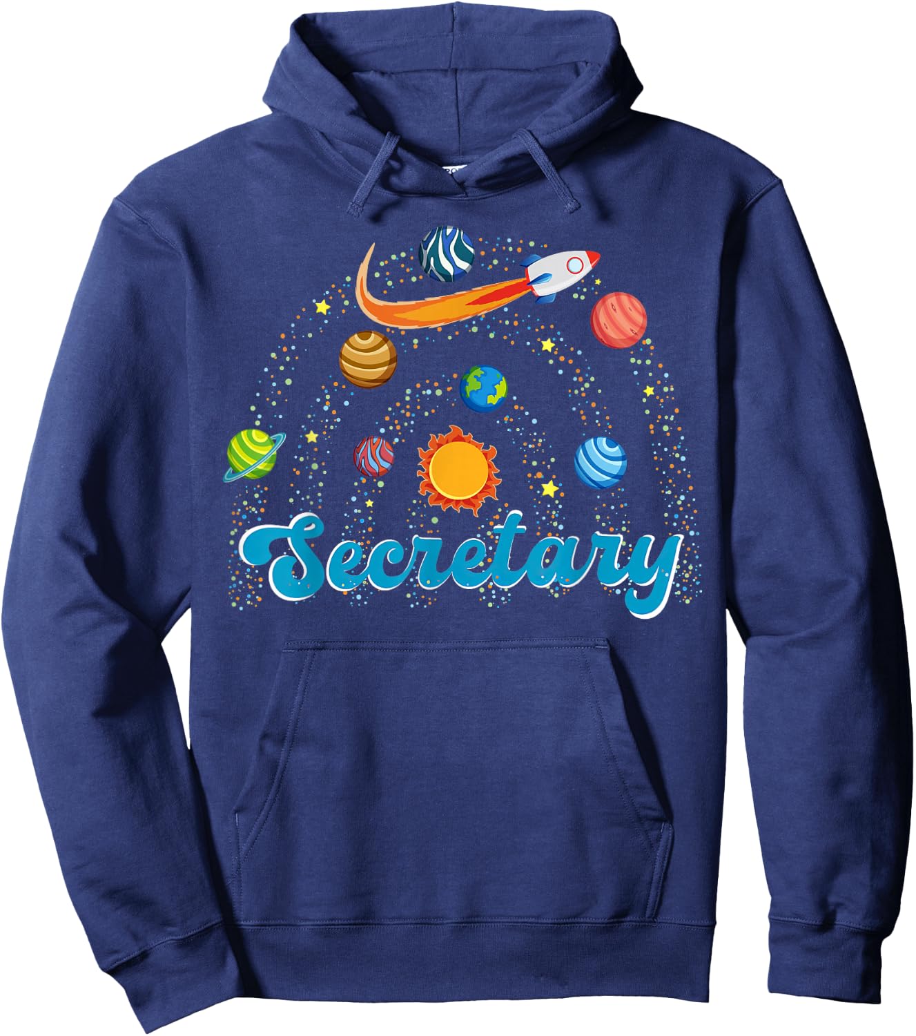School Secretary Outer Space Front Office Admin Assistant Hoodie - Hoodie | Navy
