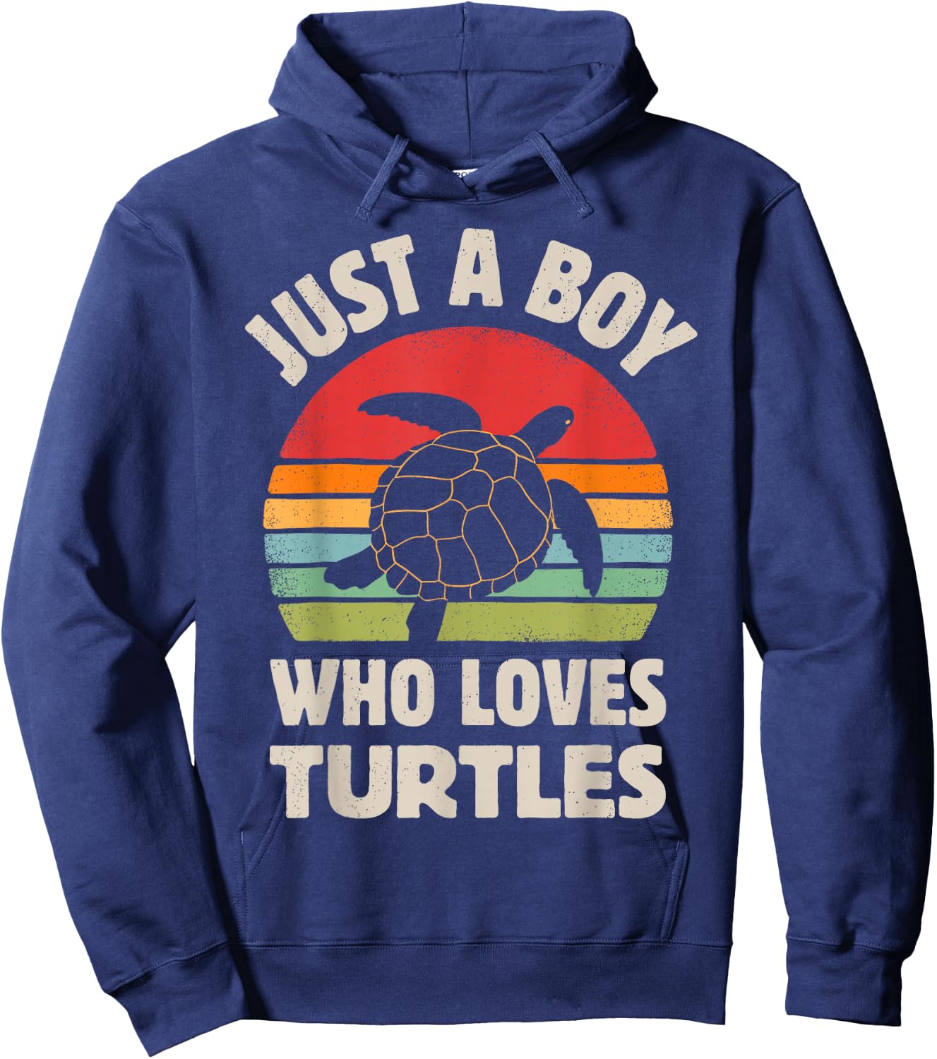 Turtle Just A Boy Who Loves Turtles Reptiles Retro Vintage Hoodie - Hoodie | Navy
