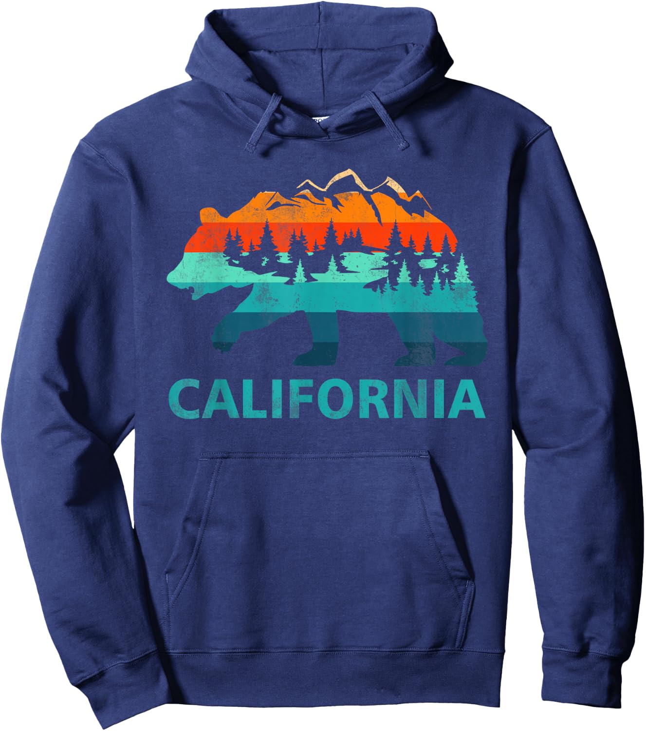 California Bear Vintage Retro Nature Hiking Souvenir Hoodie - Hoodie | Navy