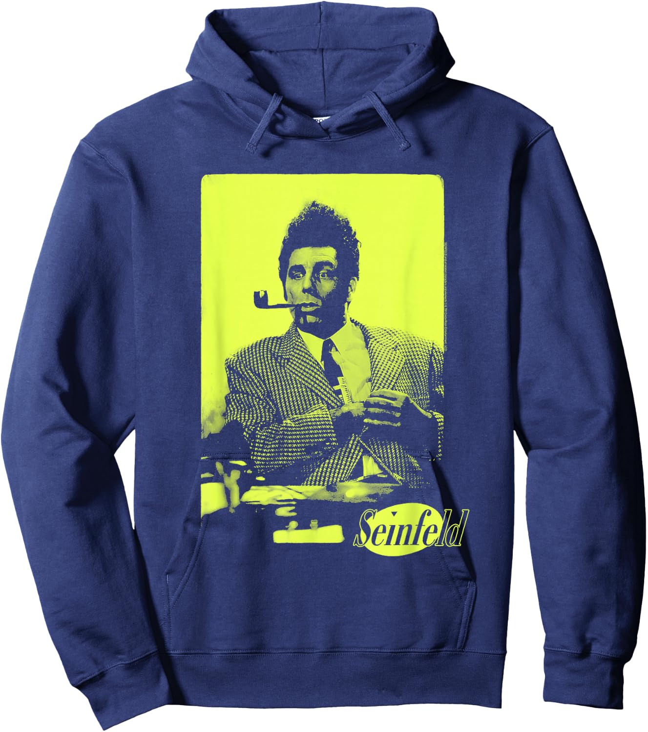 Seinfeld Kramer with Pipe Neon Portrait Funny 90's TV Show Hoodie - Hoodie | Navy