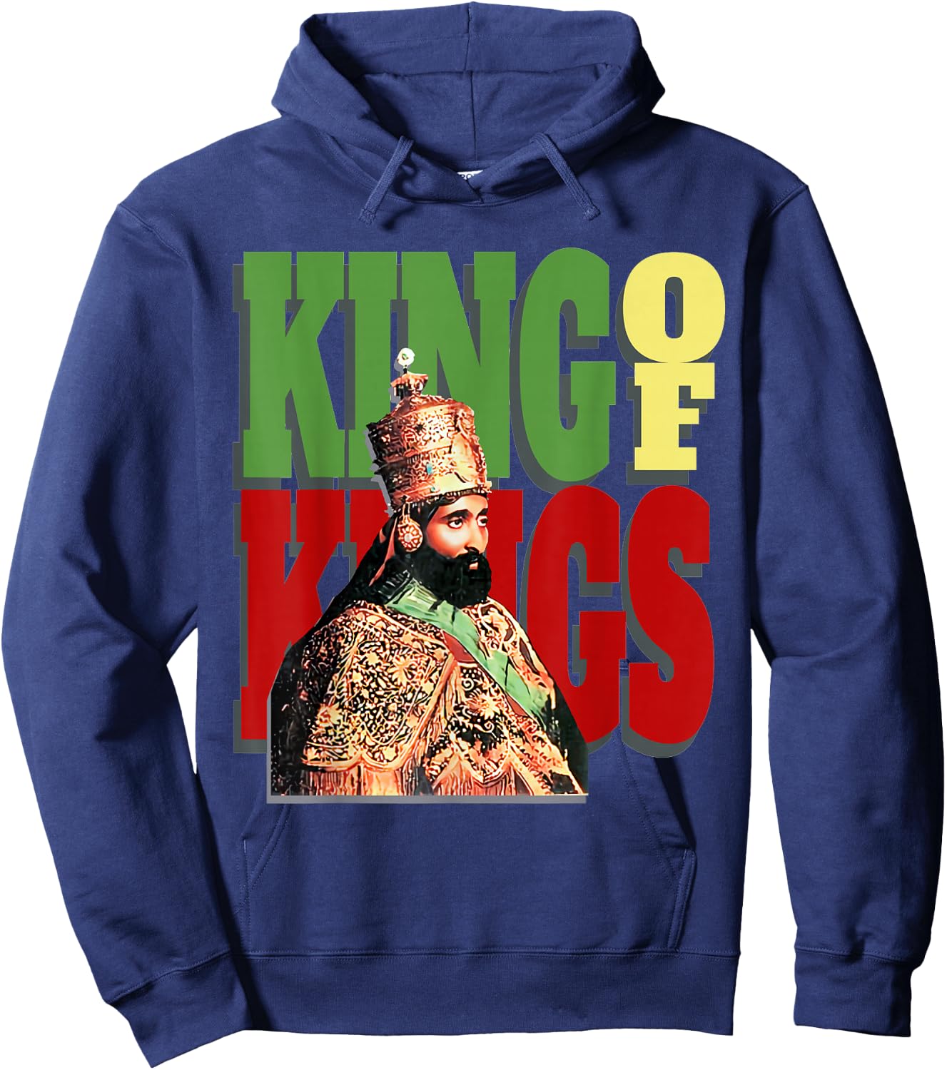 Haile Selassie King Rastafarian Hoodie - Hoodie | Navy