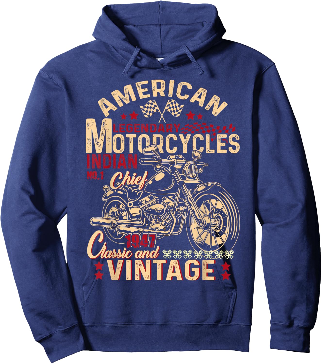 Retro Vintage American Motorcycle Indian for Old Biker Funny Hoodie - Hoodie | Navy