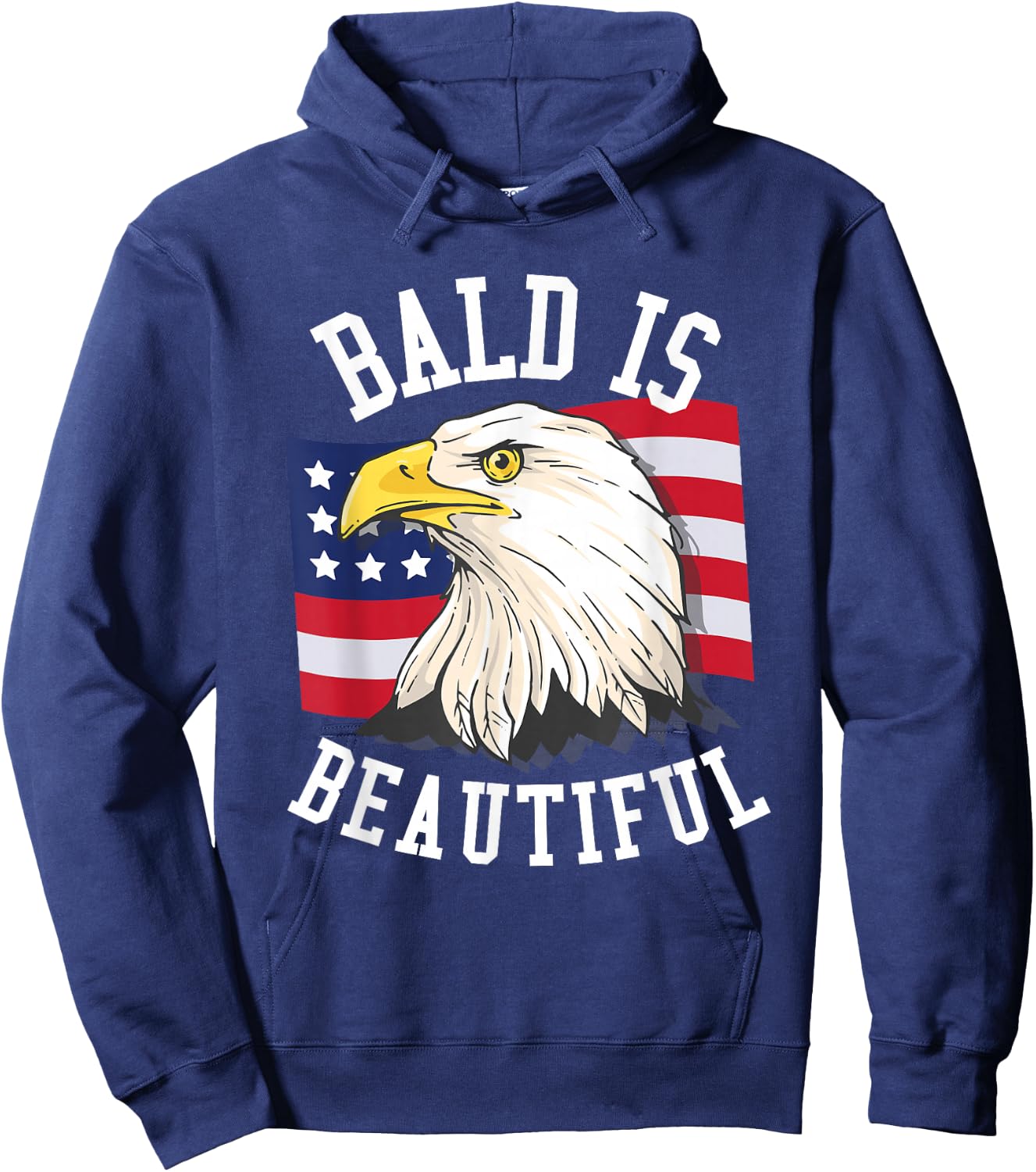 Bald is beautiful Shirt - Bald Eagle Patriotic American Hoodie - Hoodie | Navy