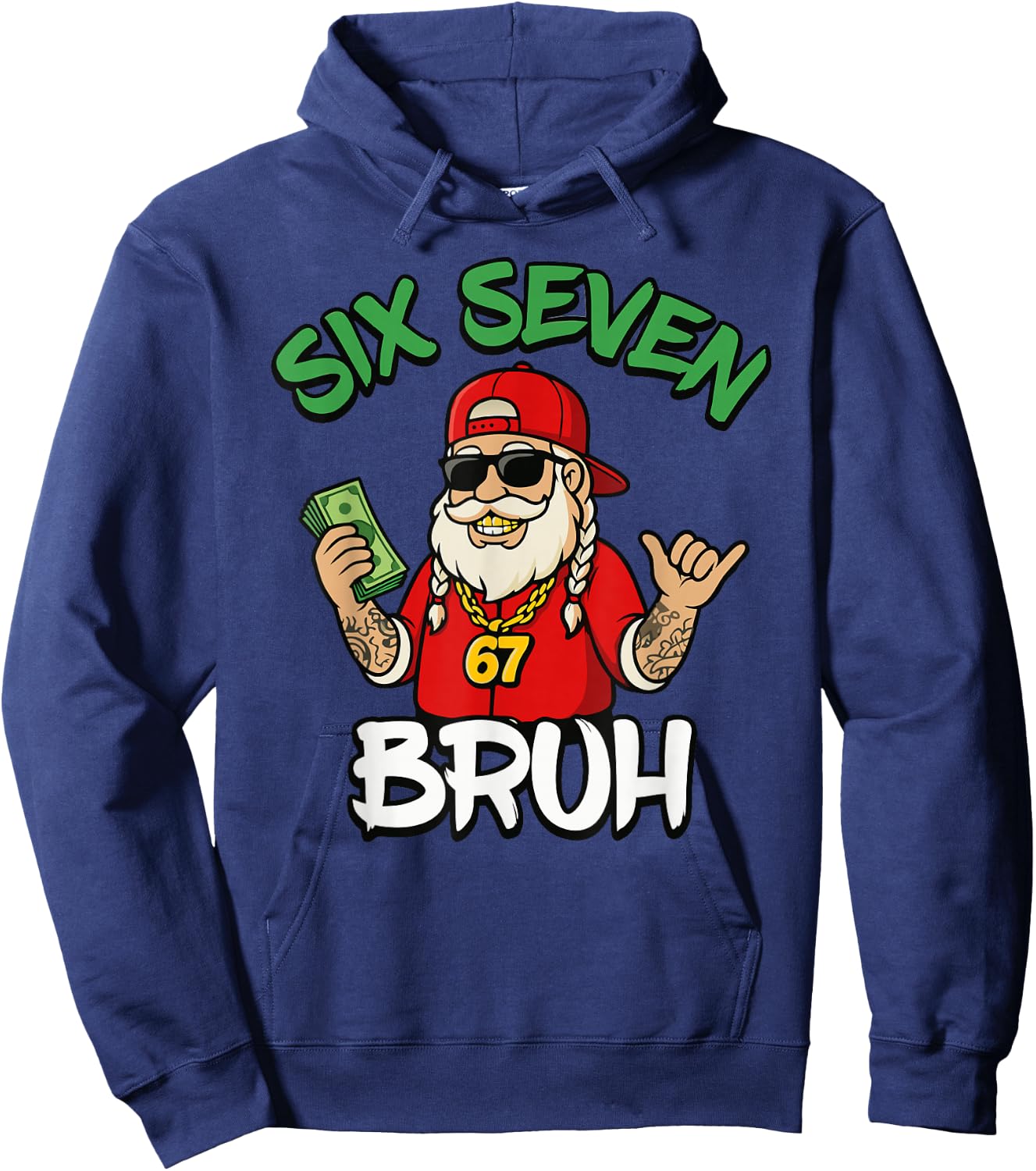 Six Seven 67 Christmas 6 7 Bruh Boys Kids 6-7 Meme Youth Hoodie - Hoodie | Navy