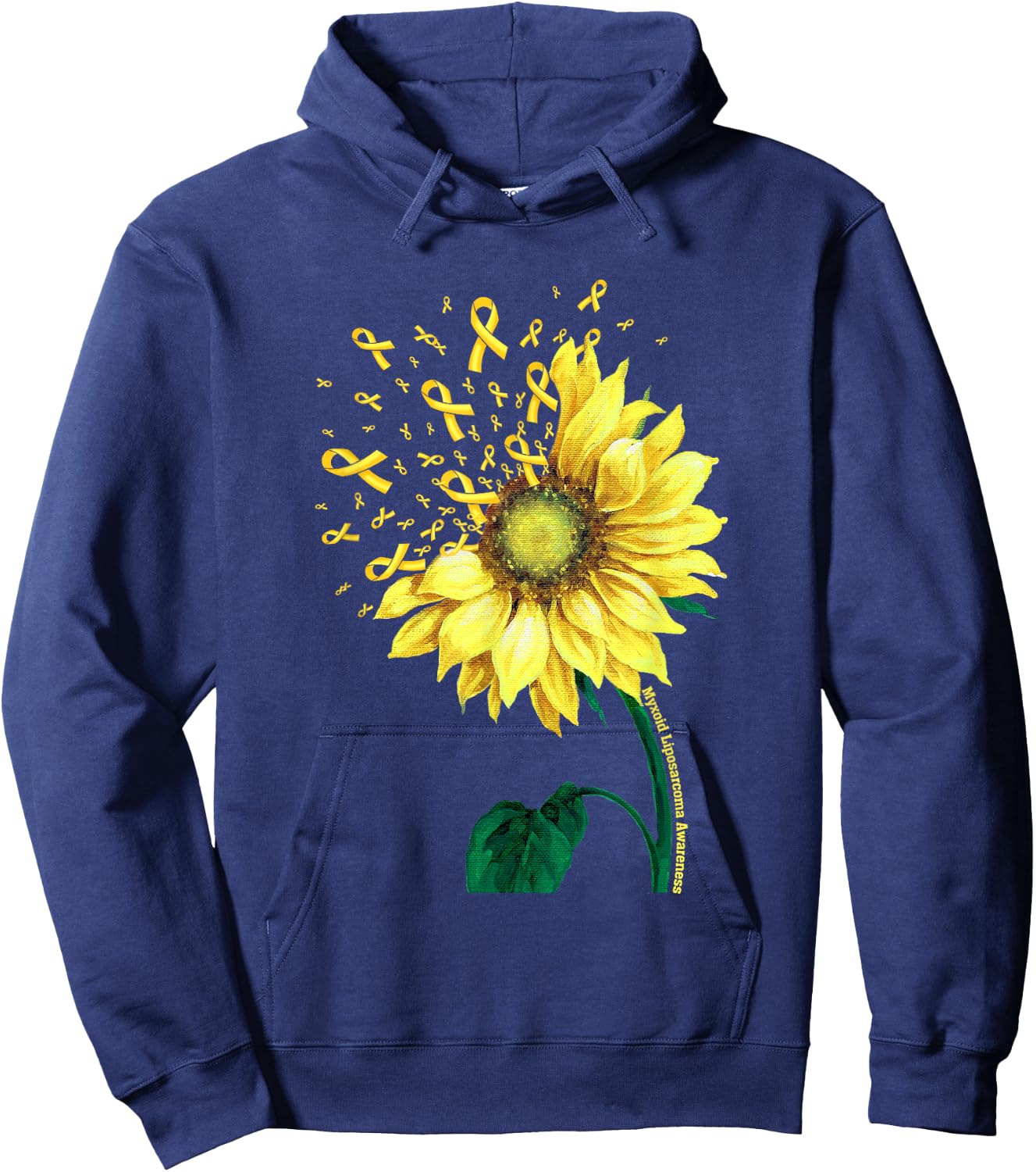 MYXOID LIPOSARCOMA AWARENESS Sunflower Yellow Ribbon Hoodie - Hoodie | Navy