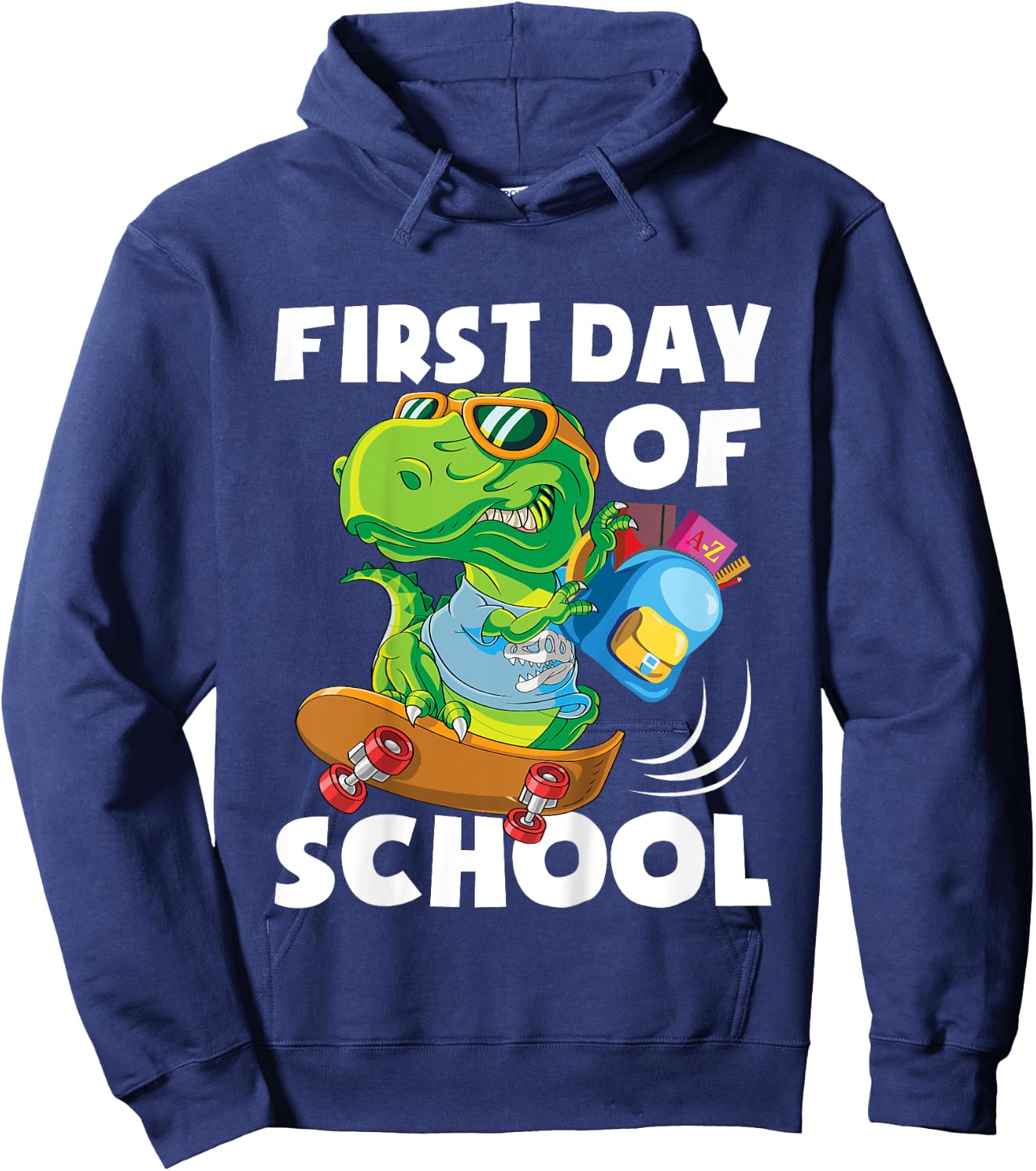 First Day Of School - Student Dino Kindergarten Hoodie - Hoodie | Navy