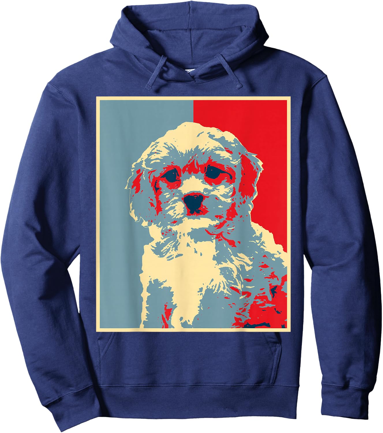 Retro Cavachon Gift Dog Owner Dog Artwork - Vintage Silhouette Cavachon Black Hoodie - Hoodie | Navy