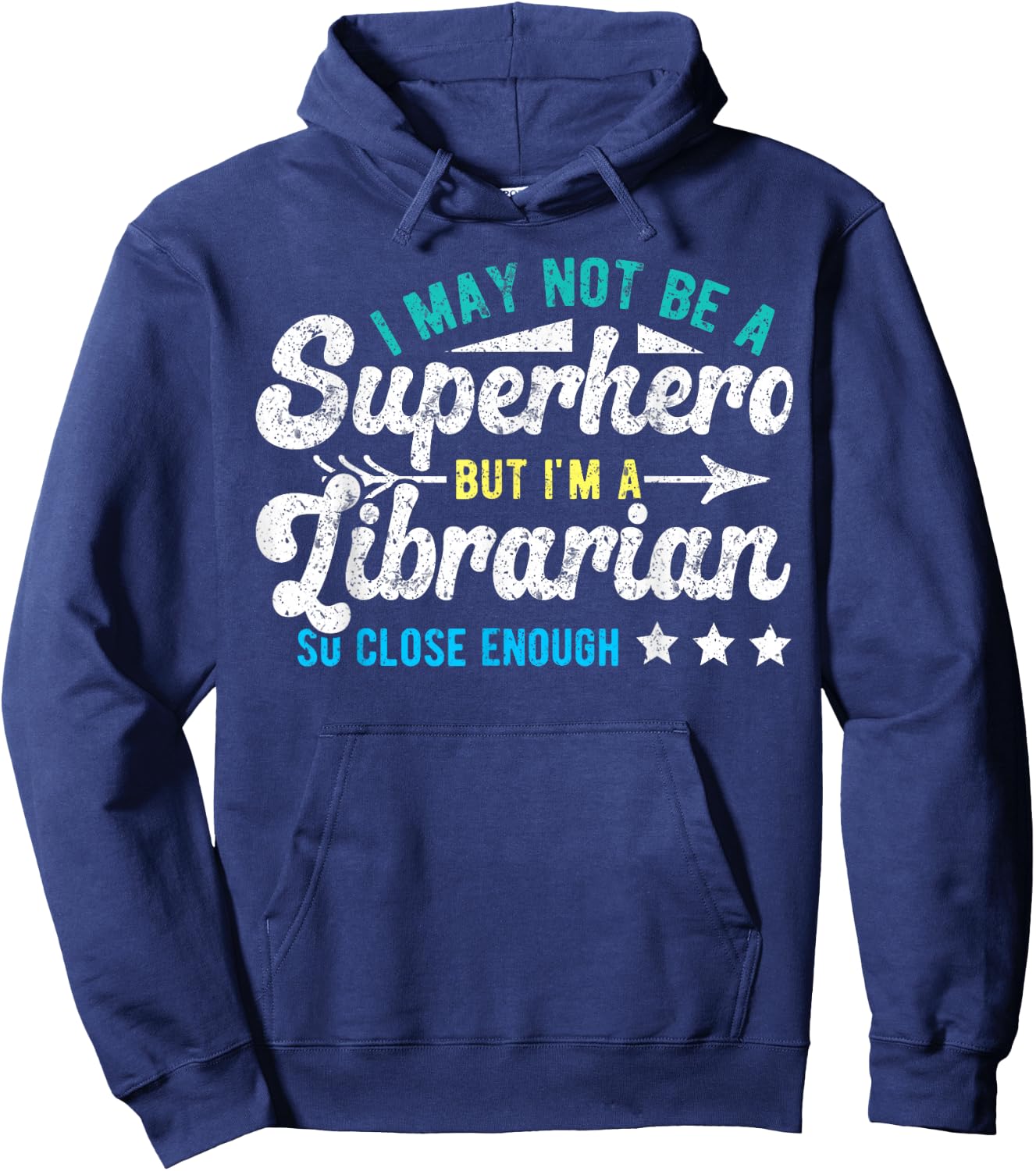 Funny School Librarian Library Superhero & Librarian Library Hoodie - Hoodie | Navy