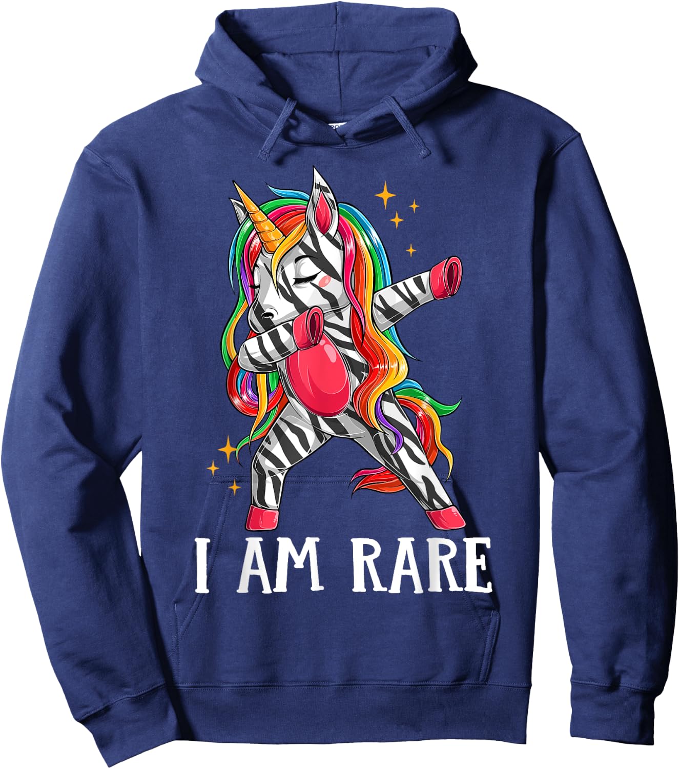 Kids I Am Rare Zebra Unicorn Warrior Rare Disease Awareness Hoodie - Hoodie | Navy