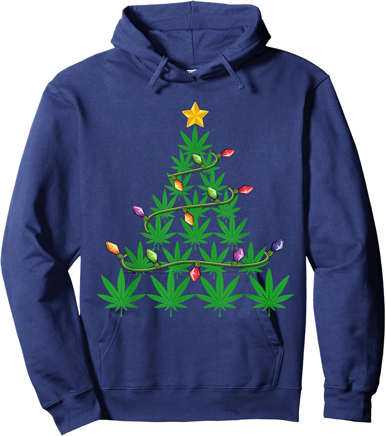 Weed Christmas Men Apparel Funny Marijuana Pot Leaf Cannabis Hoodie - Hoodie | Navy