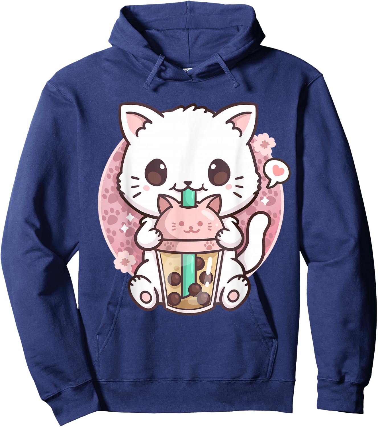 Boba Cat Boba Tea Bubble Tea Kawaii Anime Cat Kawaii Neko Hoodie - Hoodie | Navy