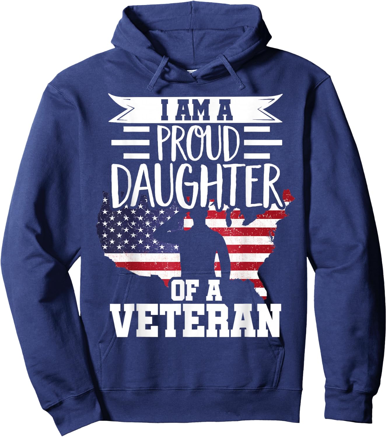 Proud Daughter Veteran Nothing Scares Patriotic Veterans Day Hoodie - Hoodie | Navy