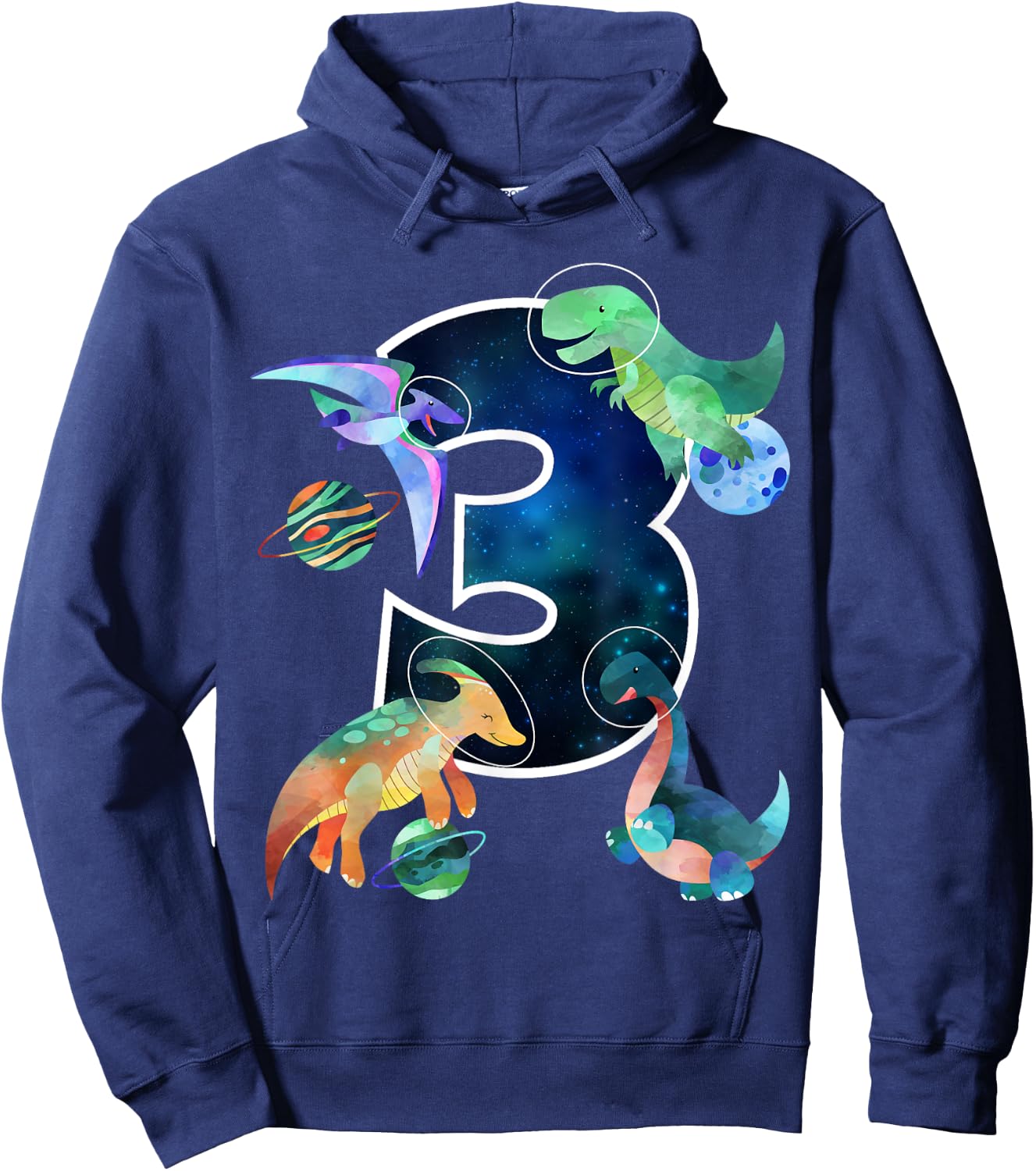 Kids Astronaut Outer Space Dinosaurs 3rd Birthday Boy Gift Hoodie - Hoodie | Navy