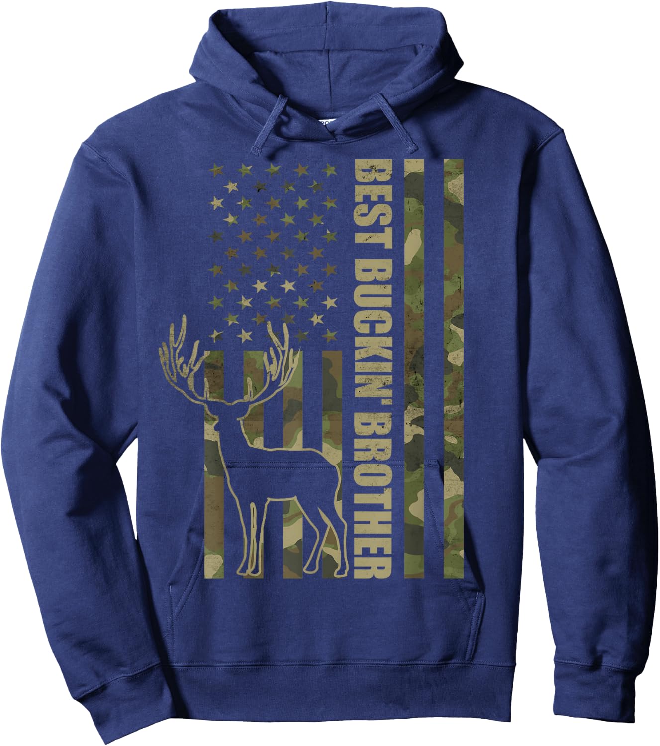 Best Buckin' Brother Camo American Flag Hoodie - Hoodie | Navy