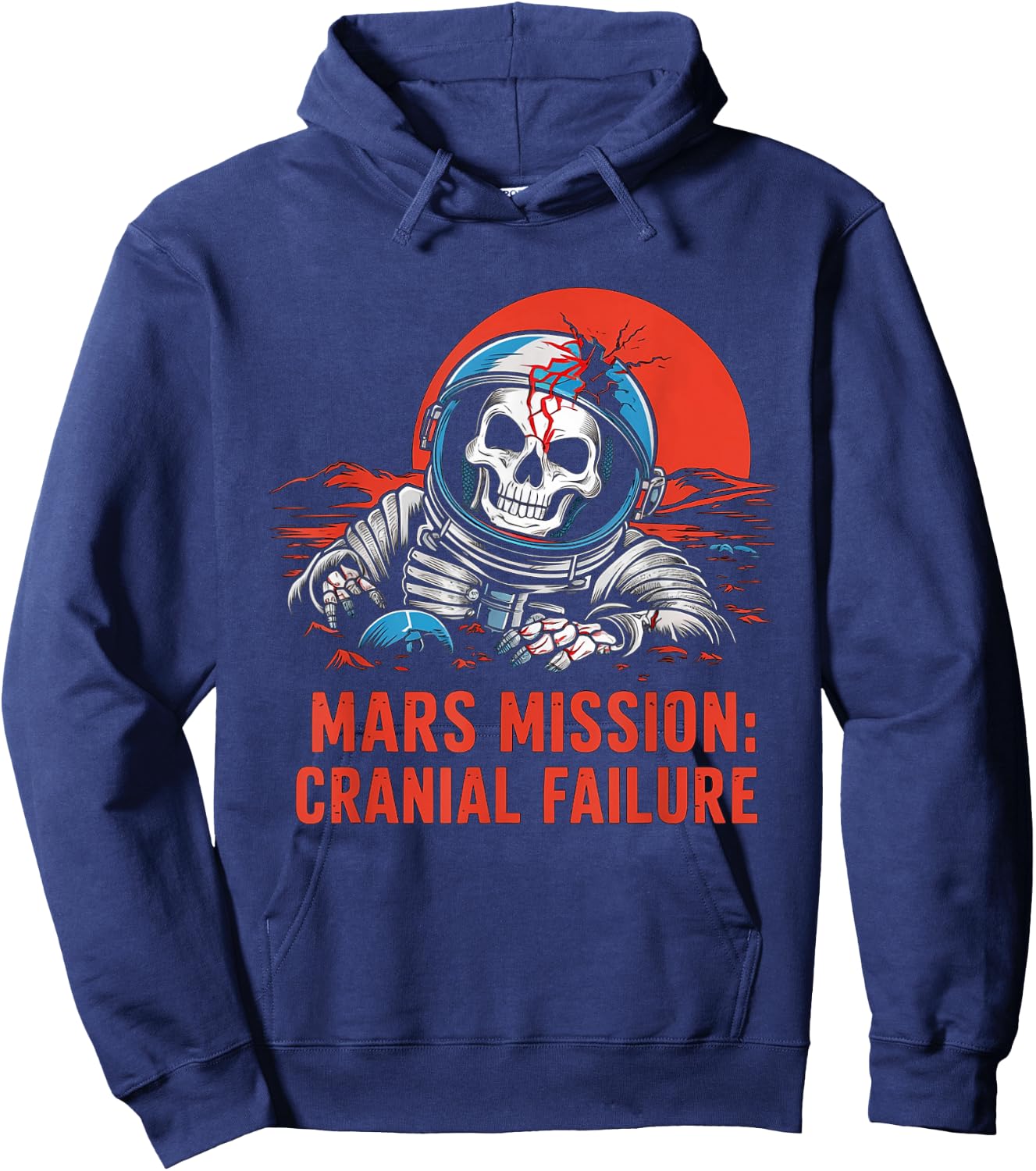 Mars Mission Carnial Failure Skeleton Astronaut Skull Hoodie - Hoodie | Navy