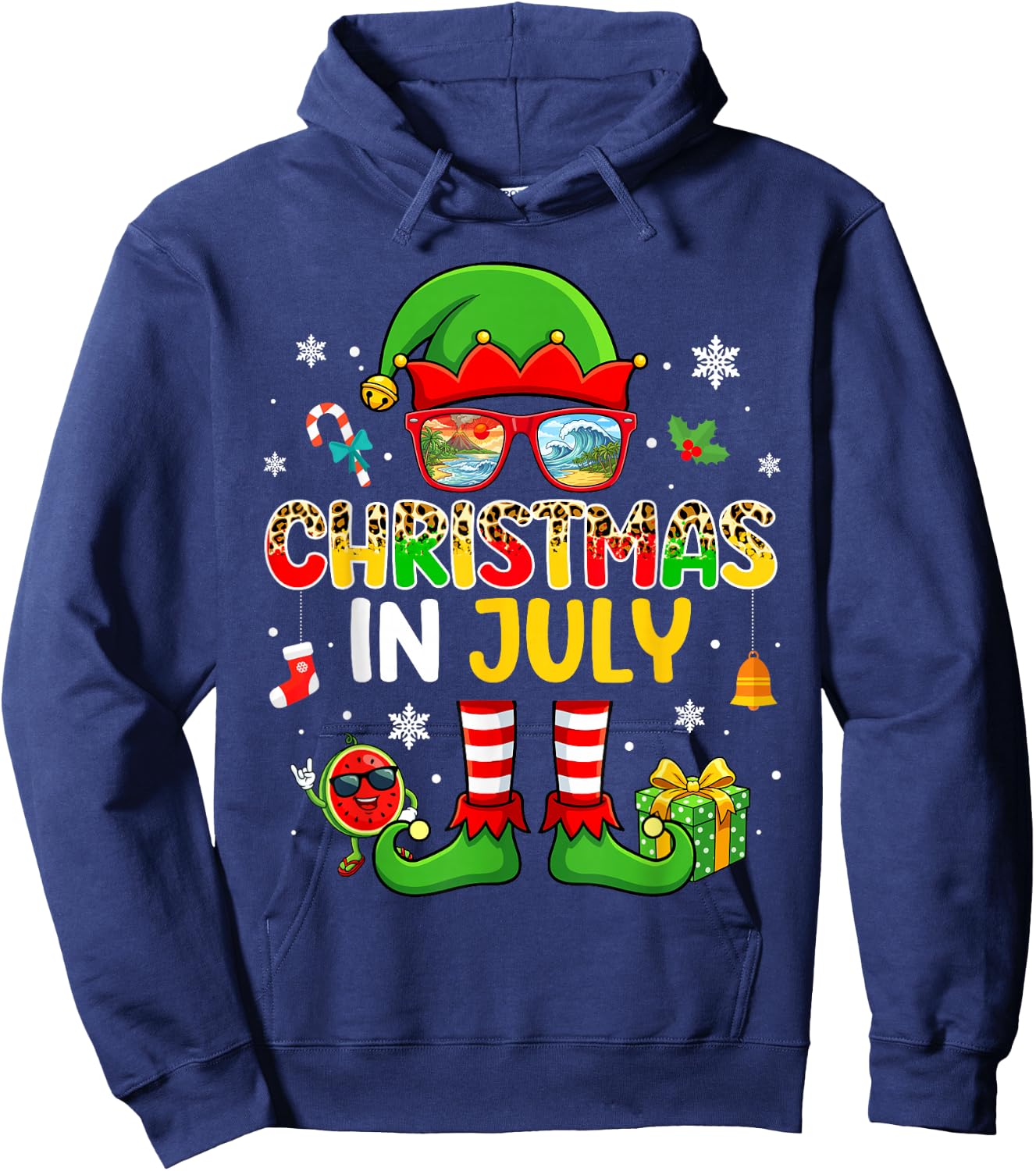 Funny Elf Costume Summer Christmas in July Men Women Kids Hoodie - Hoodie | Navy