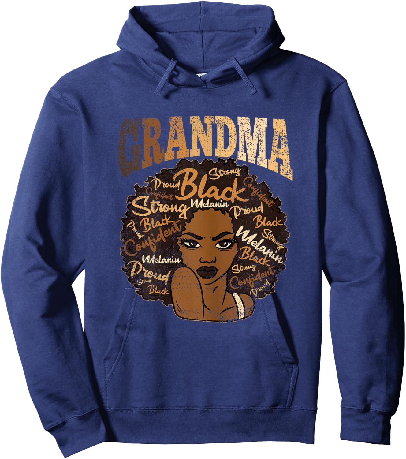 Grandma Afro Woman Black History BLM Melanin Grandmother Hoodie - Hoodie | Navy