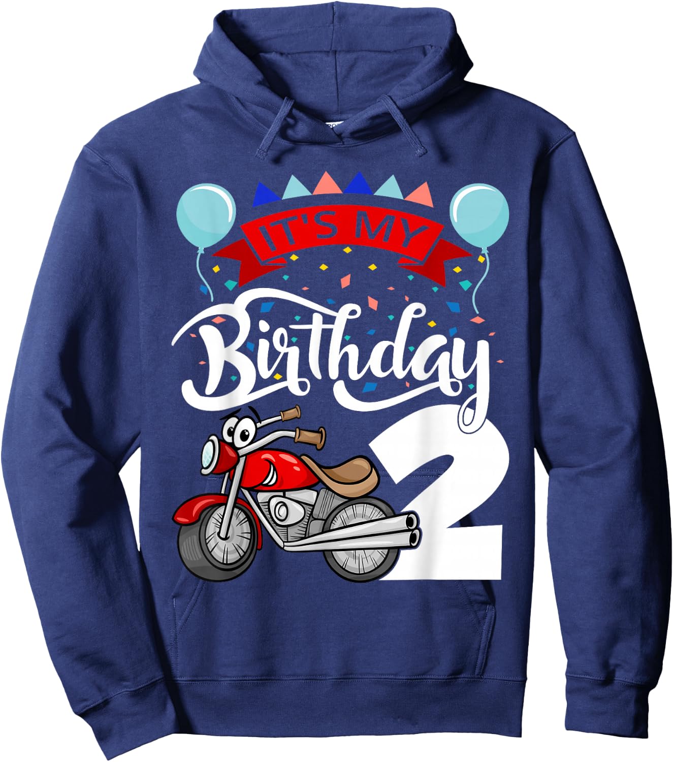 It`s My Birthday Party 2 Themed Motorcycle Birthday Hoodie - Hoodie | Navy