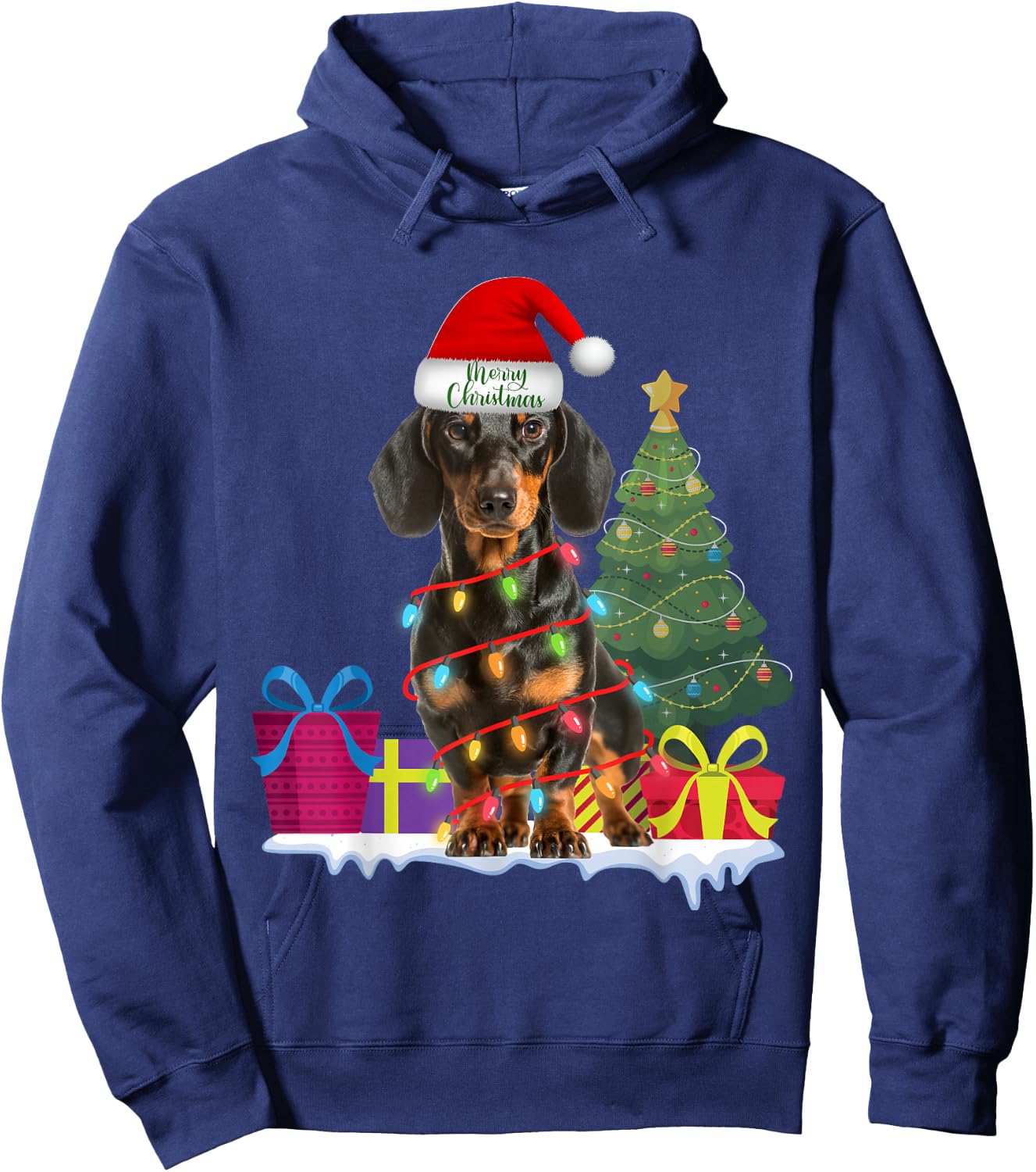 Dachshund Dackel Wiener Dog Ugly Christmas Sweater Teckels Hoodie - Hoodie | Navy