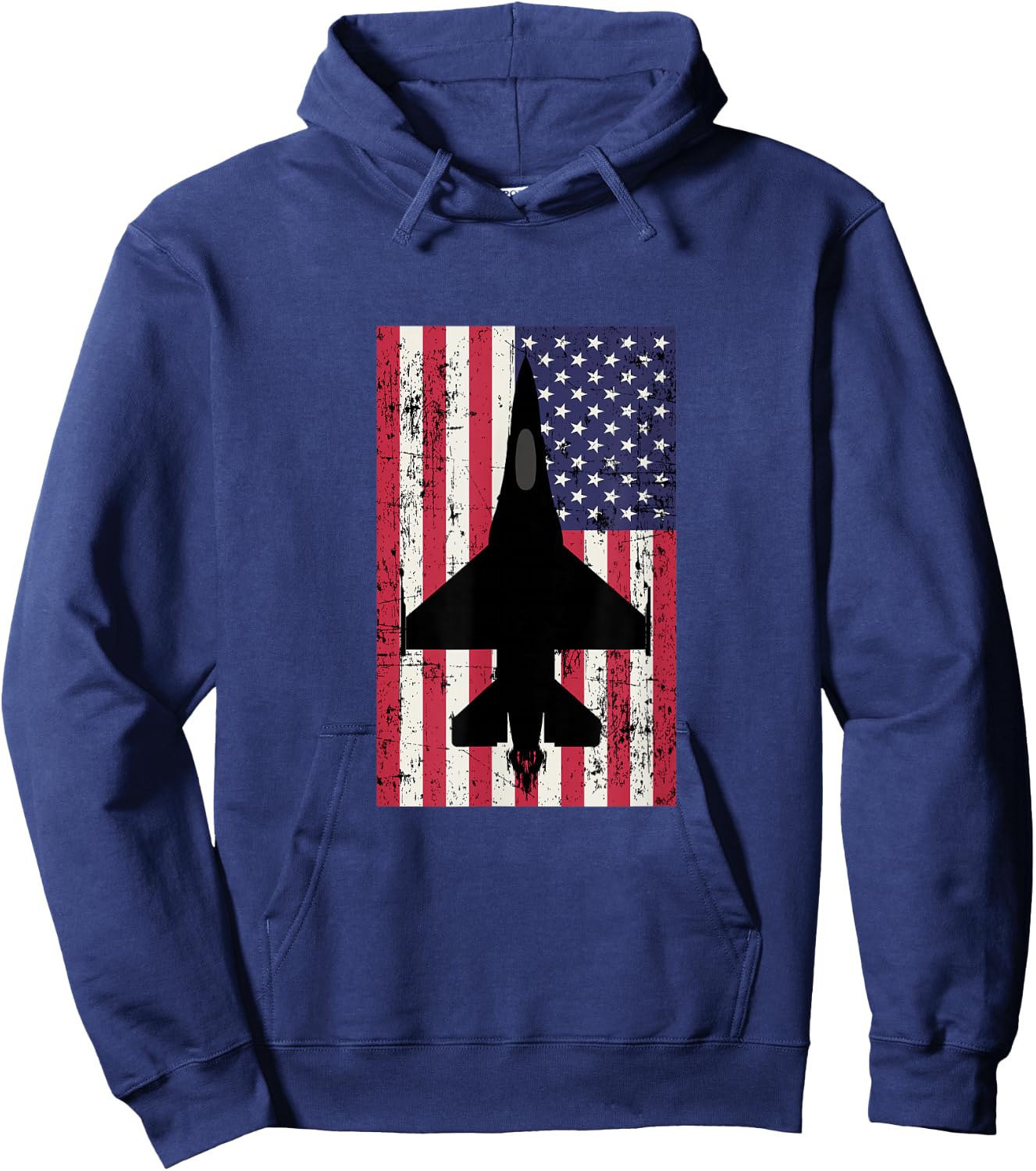 Patriotic F-16 Fighter Jet American Flag Hoodie - Hoodie | Navy