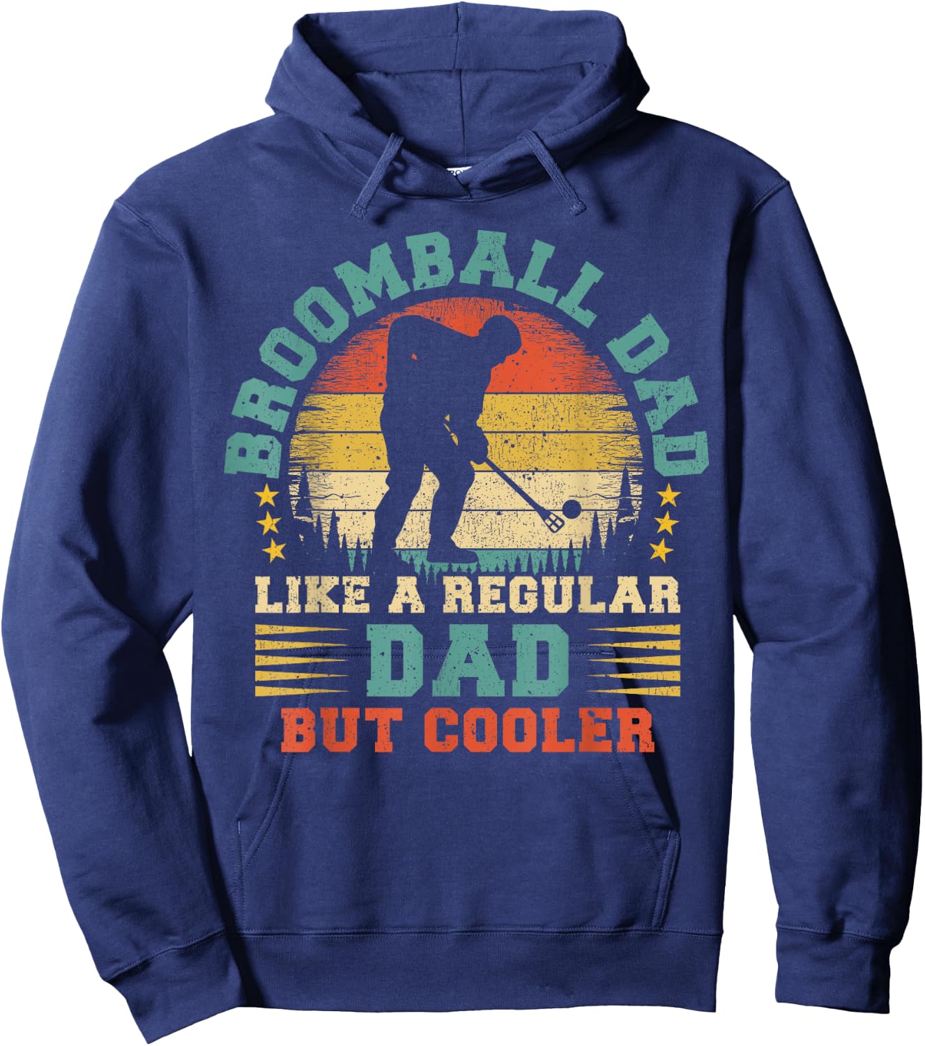 Broomball Sports Lover Vintage Broomball Dad Father's Day Hoodie - Hoodie | Navy
