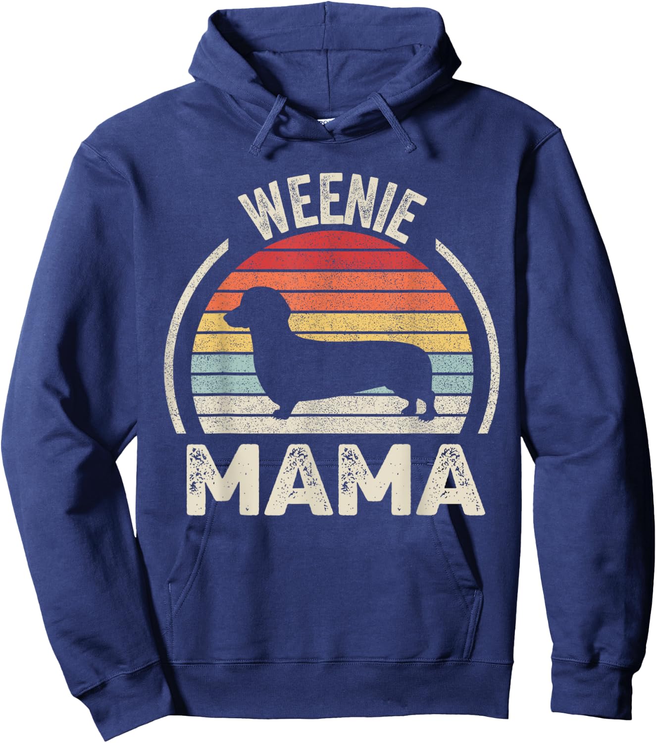 Vintage Retro Weenie Mama Funny Dachshund Lover Weiner Dog Women Kids Hoodie - Hoodie | Navy