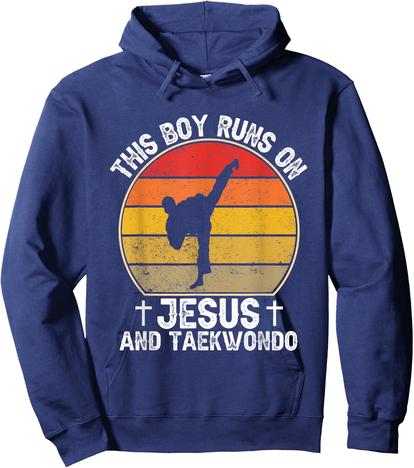 This Boy Runs On Jesus And Taekwondo - Christian Taekwondo Hoodie - Hoodie | Navy