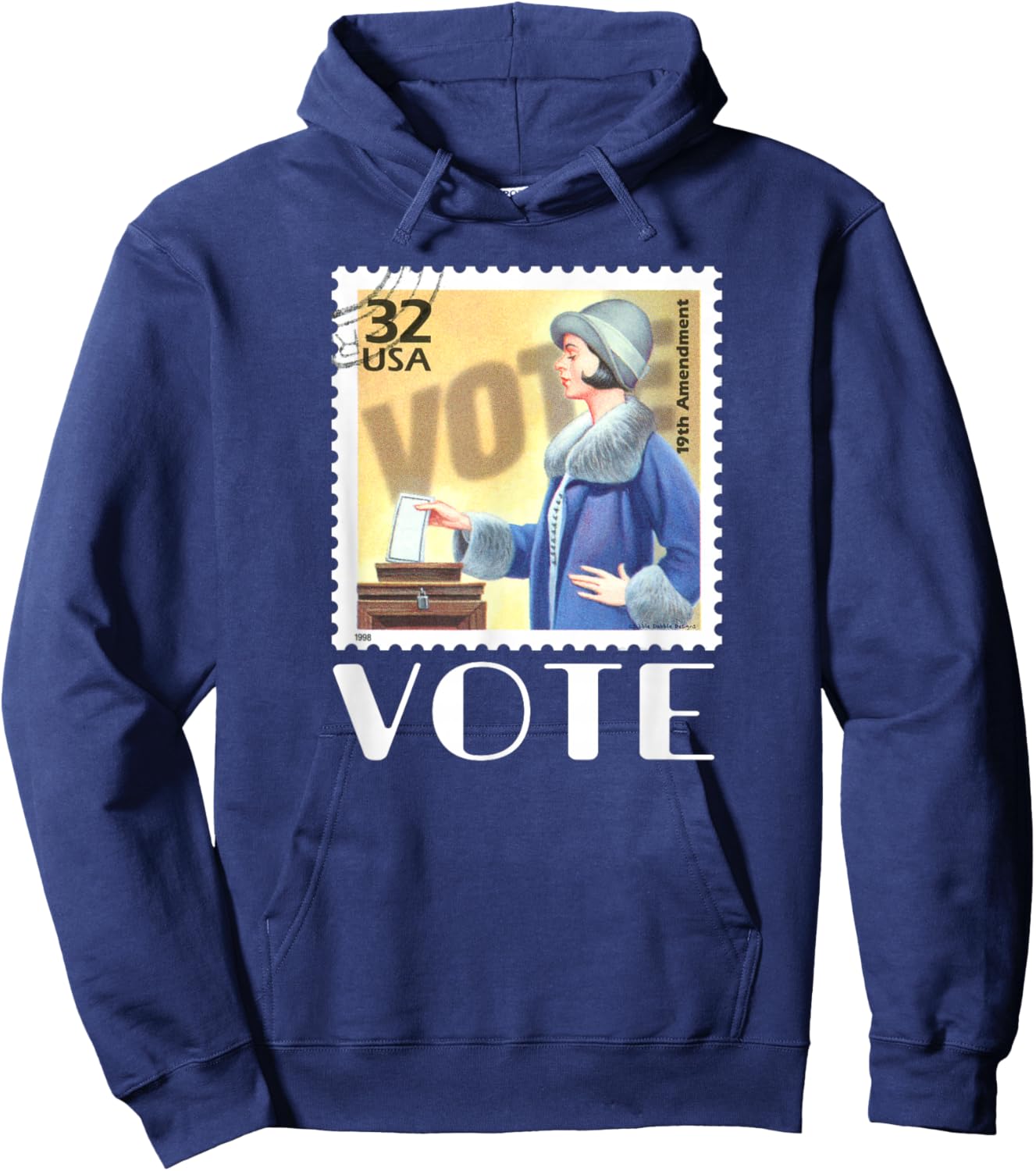 Retro 19th Amendment Stamp Women's Rights VOTE Hoodie - Hoodie | Navy