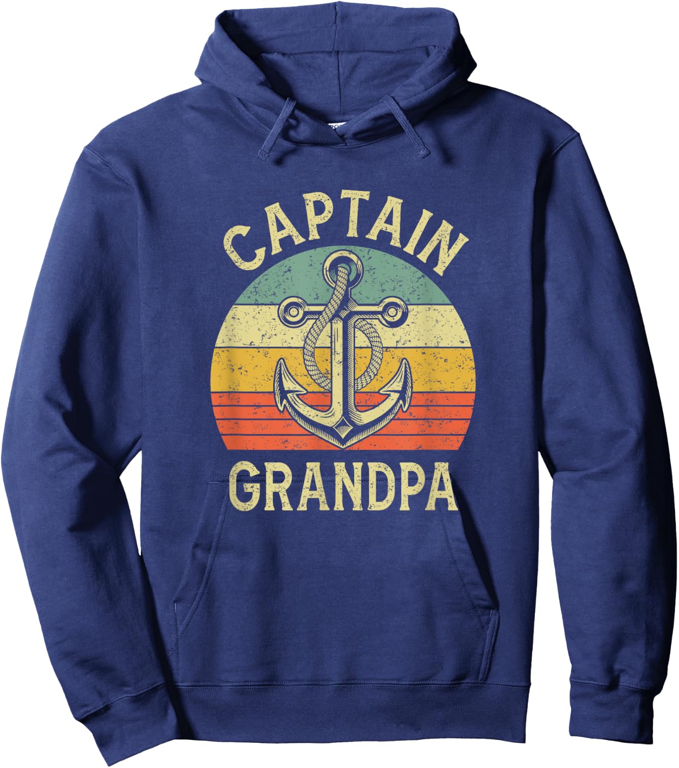 Vintage Captain Grandpa Boat Pontoon Fishing Sailor Anchor Hoodie - Hoodie | Navy