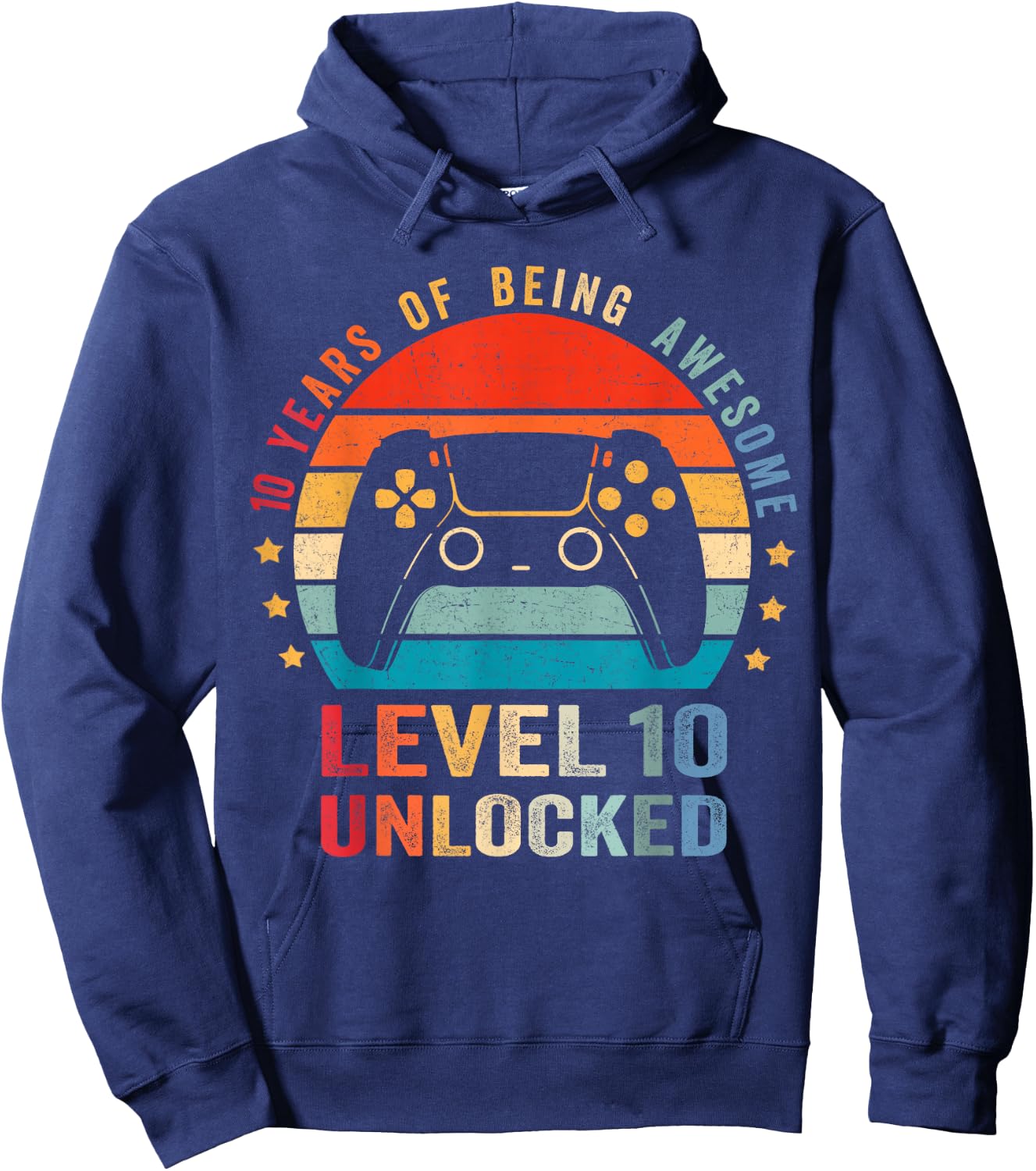 Level 10 Unlocked Shirt Funny Video Gamer 10th Birthday Gift Hoodie - Hoodie | Navy