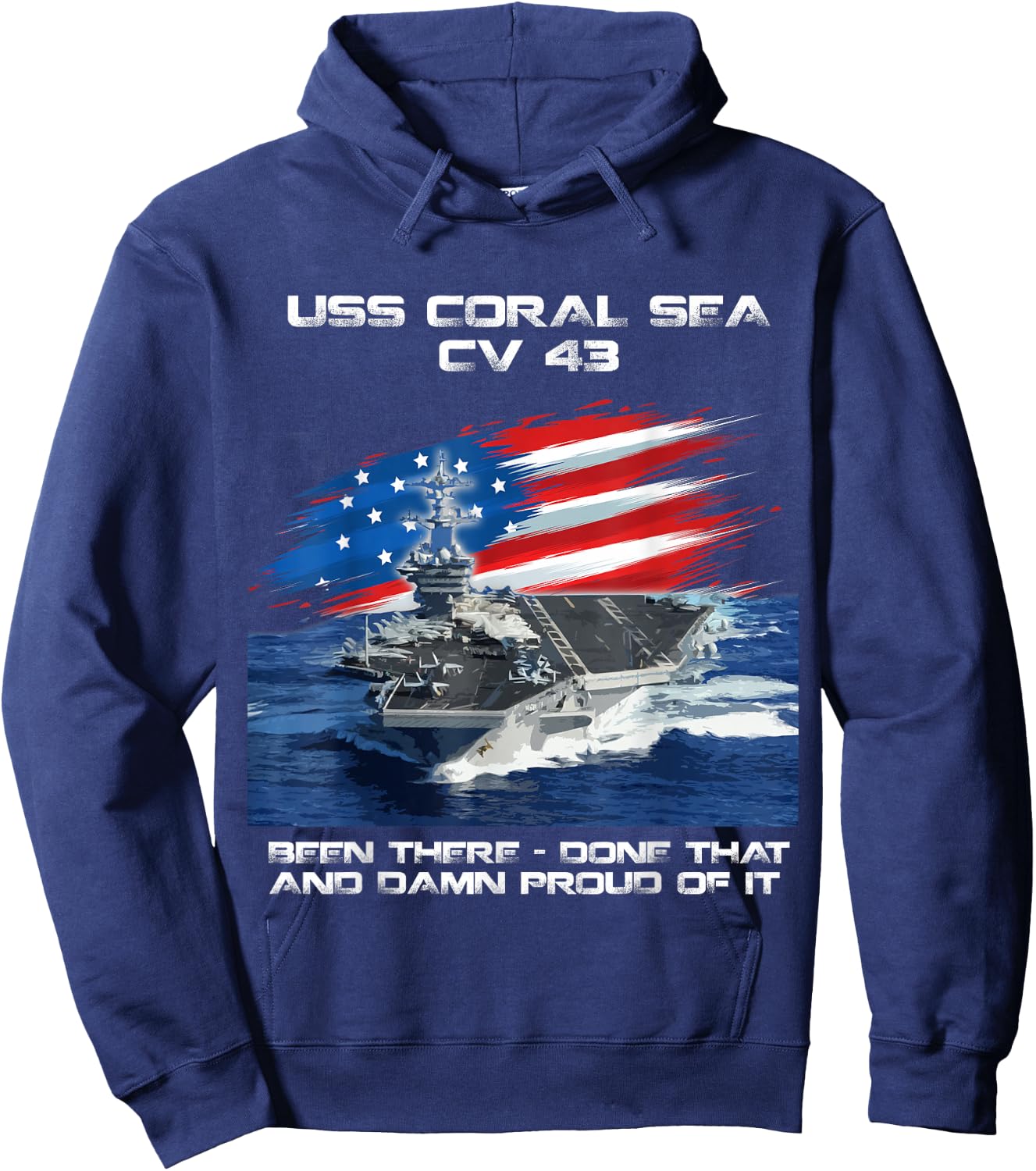USS Coral Sea CV 43 Aircraft Carrier Veteran USA Flag Xmas Hoodie - Hoodie | Navy