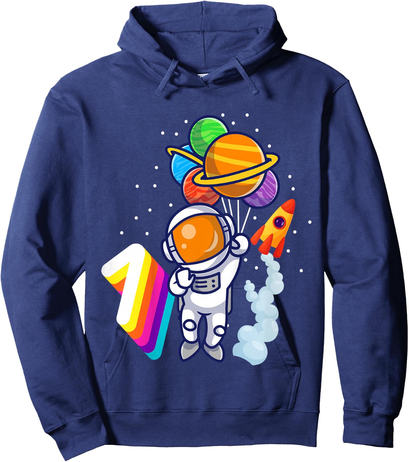 1st Birthday Boy Astronaut 1 Year Space Travel Space Hoodie - Hoodie | Navy