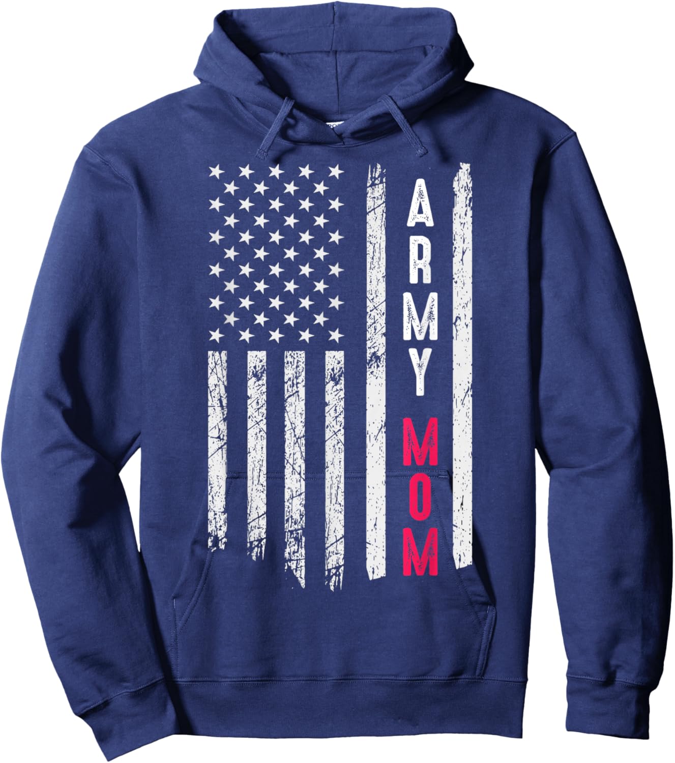 Army Mom US Vintage Flag Military Pride Women Mothers Day Hoodie - Hoodie | Navy