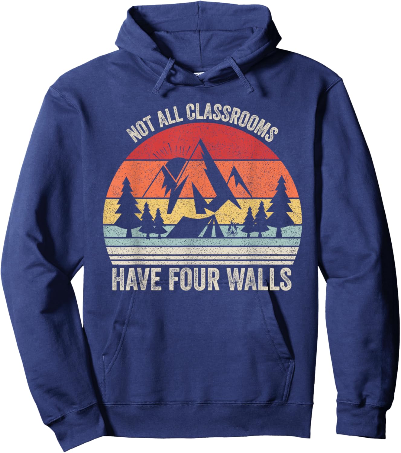 Retro Not All Classrooms Have Four Walls Homeschool Mom Dad Hoodie - Hoodie | Navy