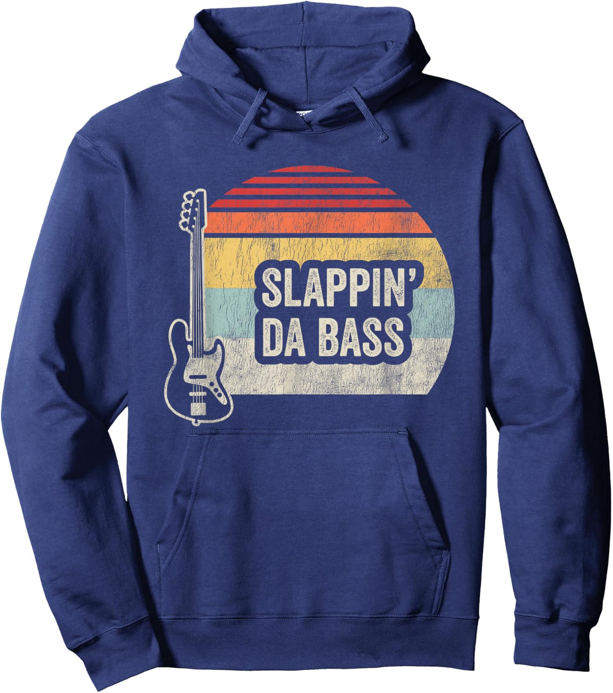 Slappin Da Bass Funny Bass Guitar Player Musician Retro Hoodie - Hoodie | Navy