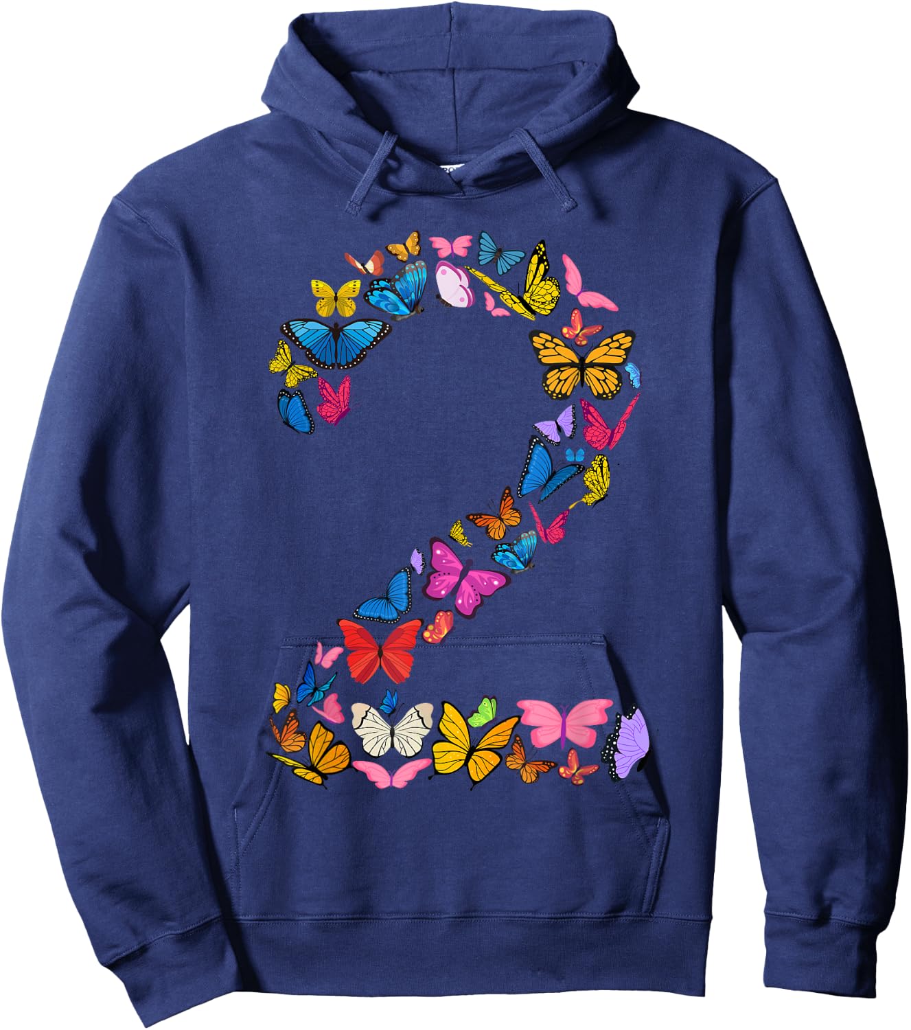 2nd Birthday Butterflies 2 Years Old Girls Butterfly lover Hoodie - Hoodie | Navy
