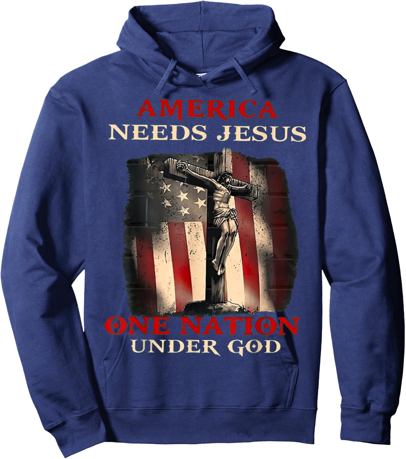 America Needs Jesus One Nation Under God Hoodie - Hoodie | Navy
