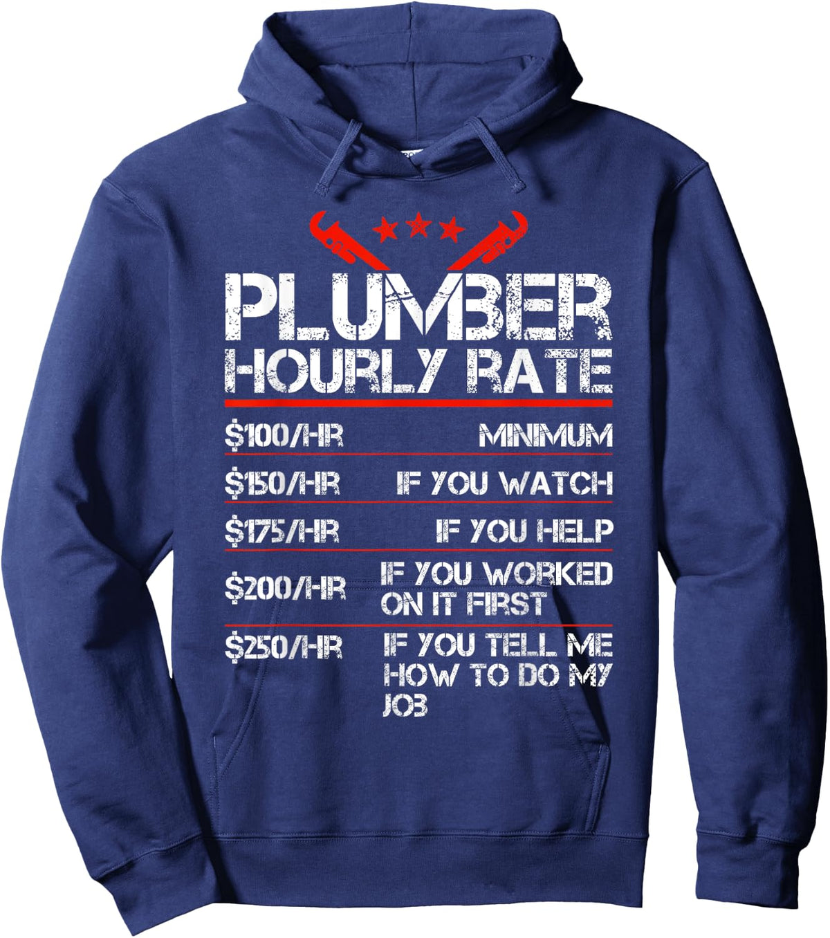 Funny Plumber Gifts Plumber Hourly Labor Rates Plumber Men Hoodie - Hoodie | Navy