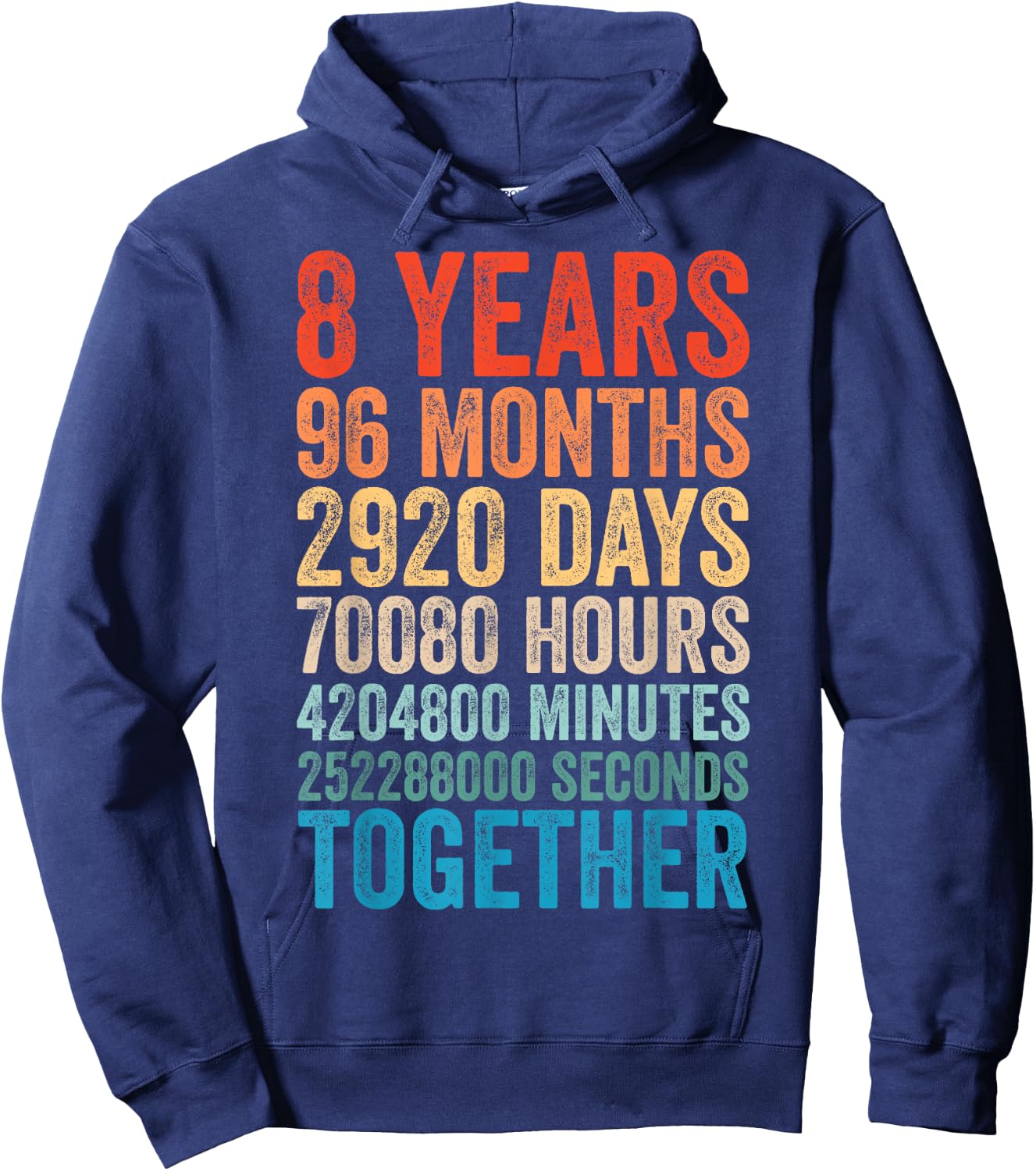 8 Year Anniversary Him Her Couple 8th Wedding Hoodie - Hoodie | Navy