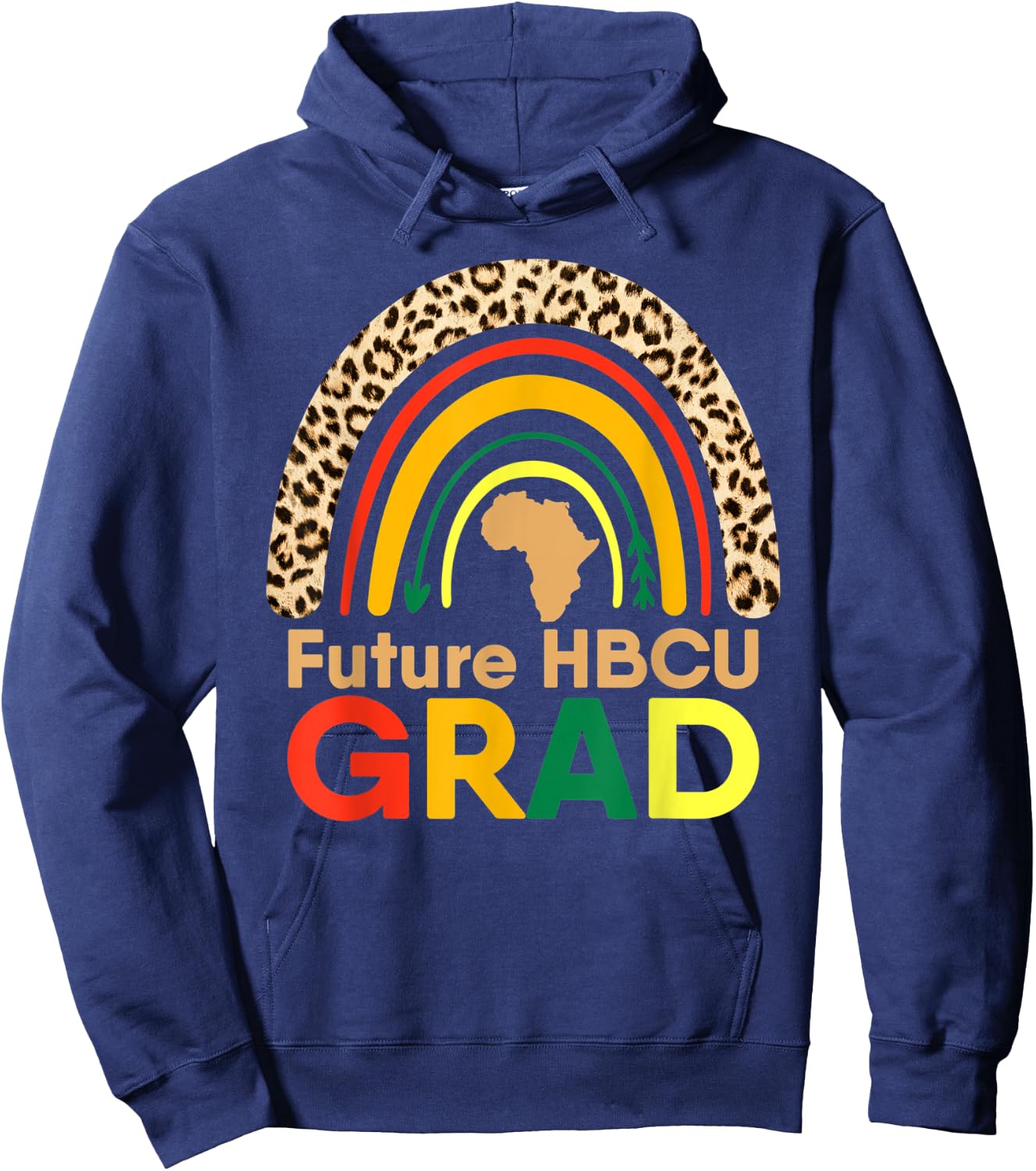 HBCU African American College Graduation Rainbow Leopard Hoodie - Hoodie | Navy