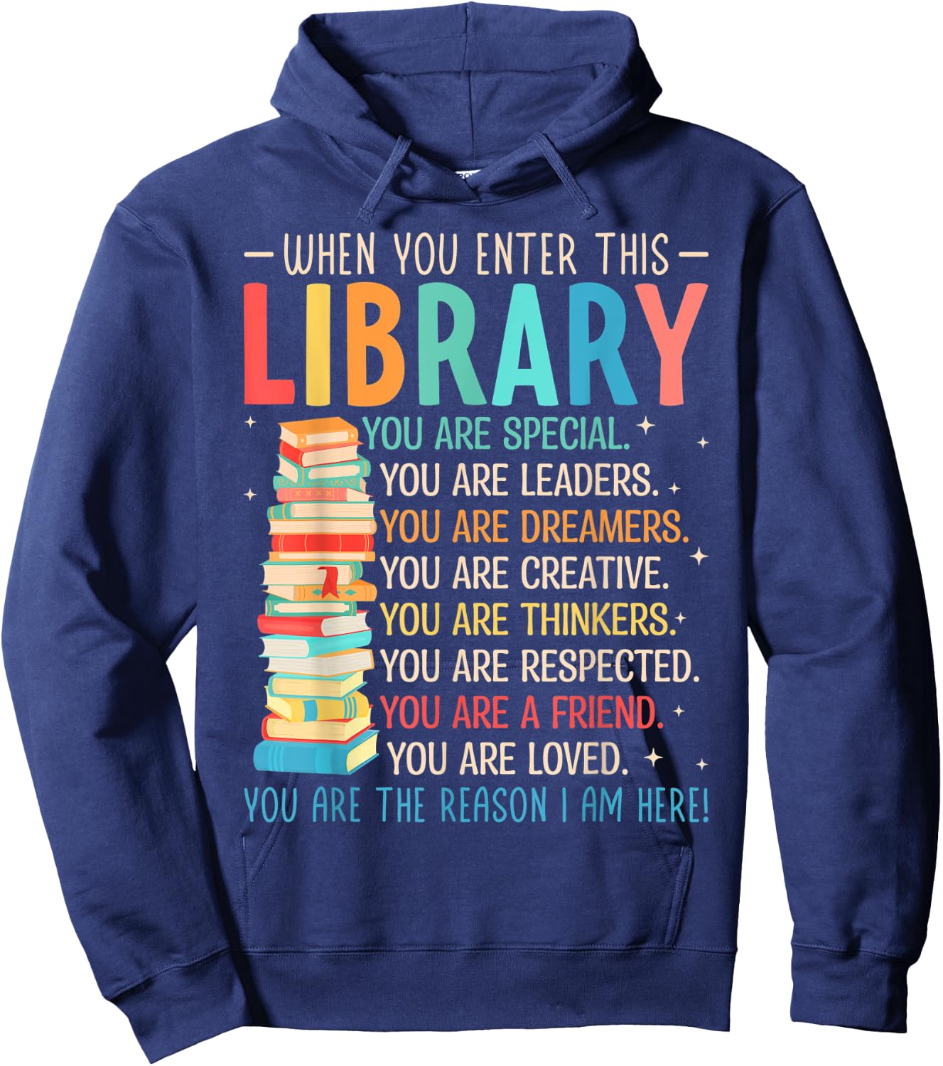 When You Enter This Library - Librarian Bookworm Book Reader Hoodie - Hoodie | Navy
