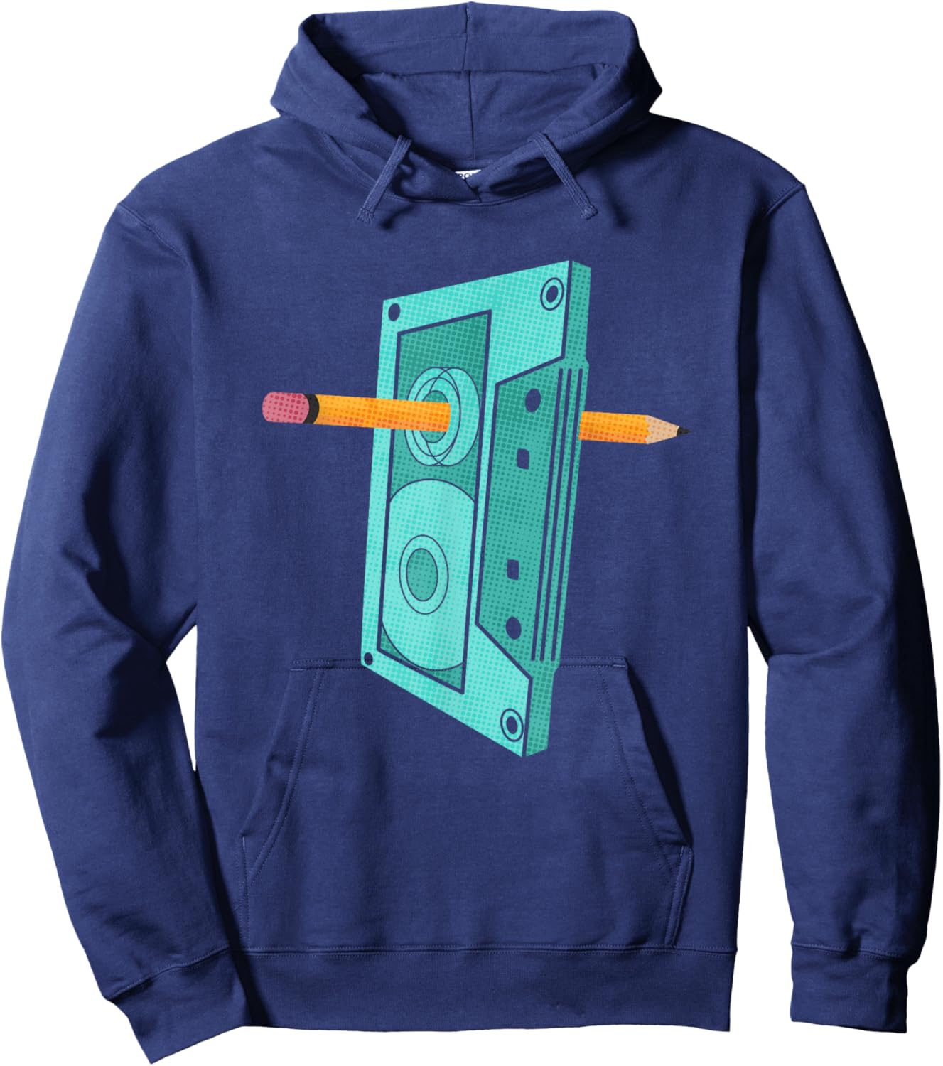 Vintage Rewind Funny 80s 90s Cassette Pencil Gift Men Women Hoodie - Hoodie | Navy