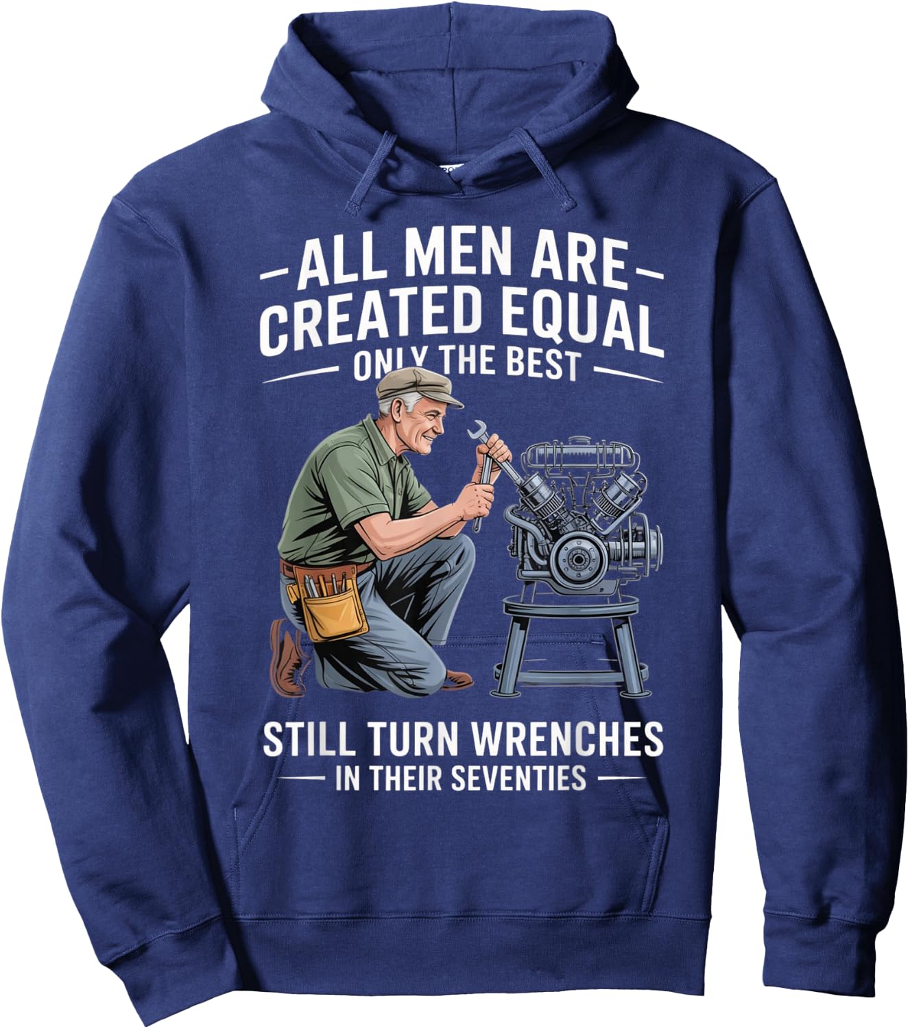 Funny Mechanic Seventies Birthday Still Turning Wrenches Hoodie - Hoodie | Navy
