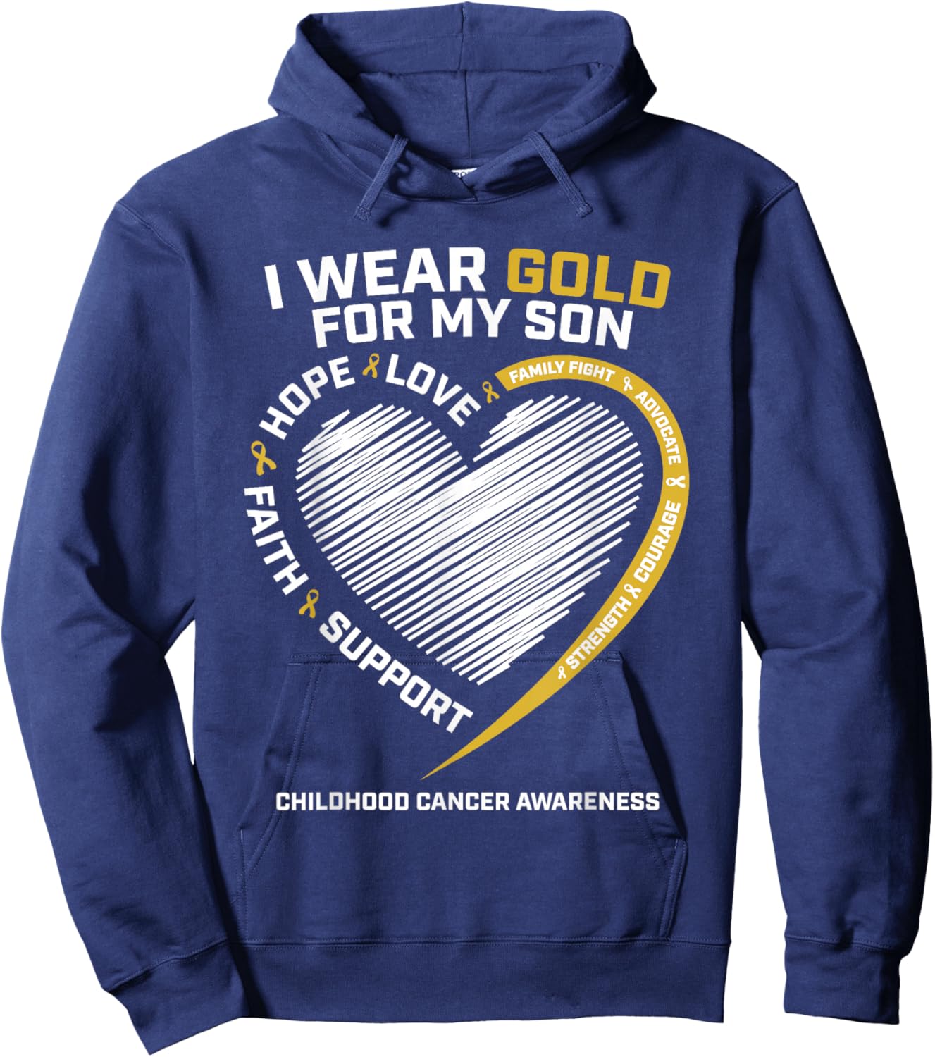 Mom Dad I Wear Gold For My Son Childhood Cancer Awareness Hoodie - Hoodie | Navy