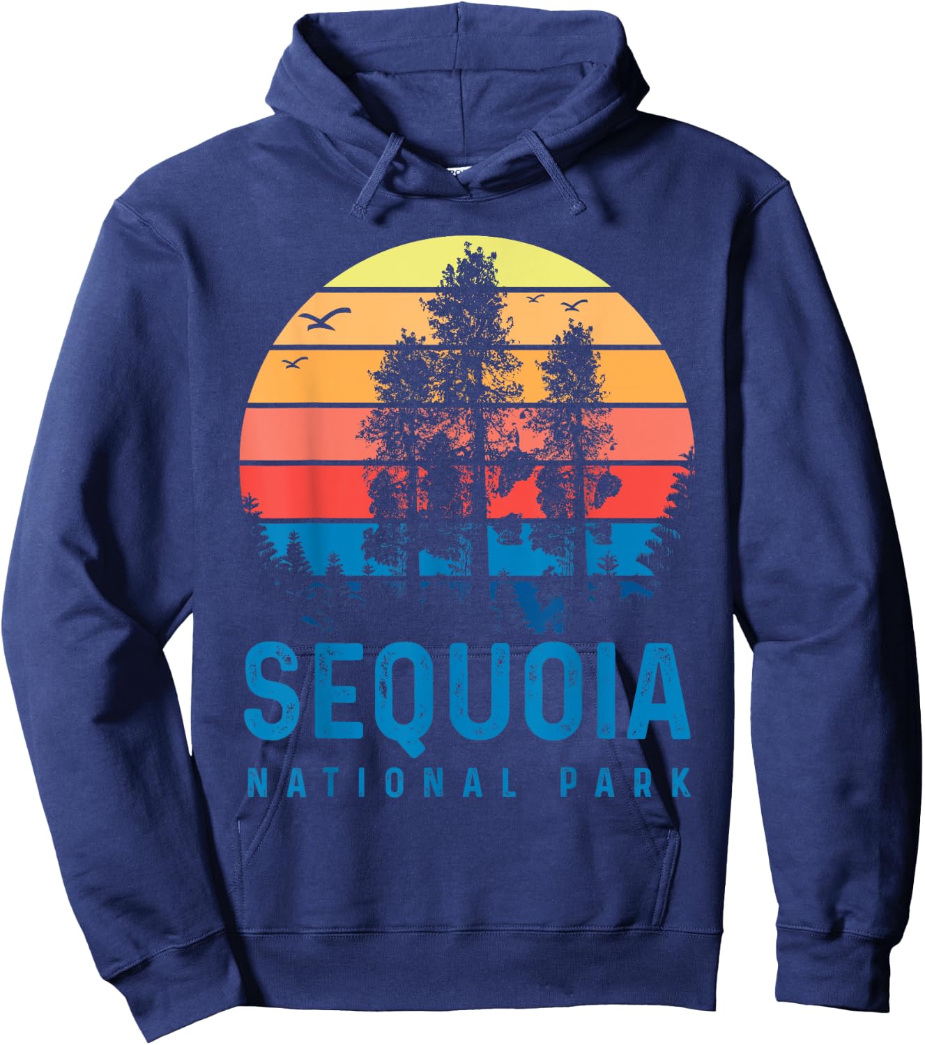 Sequoia National Park Sunset Retro T Vintage Apparel Hoodie - Hoodie | Navy