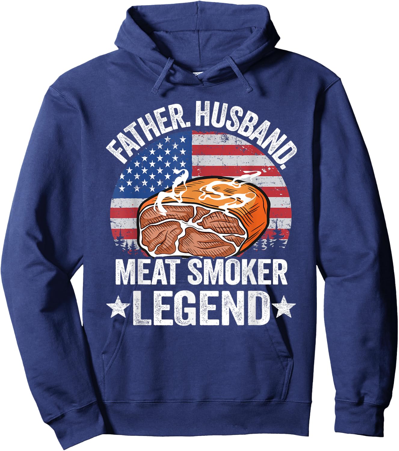 Father Husband Meat Smoker Legend Brisket Dad Meat Smoking Hoodie - Hoodie | Navy